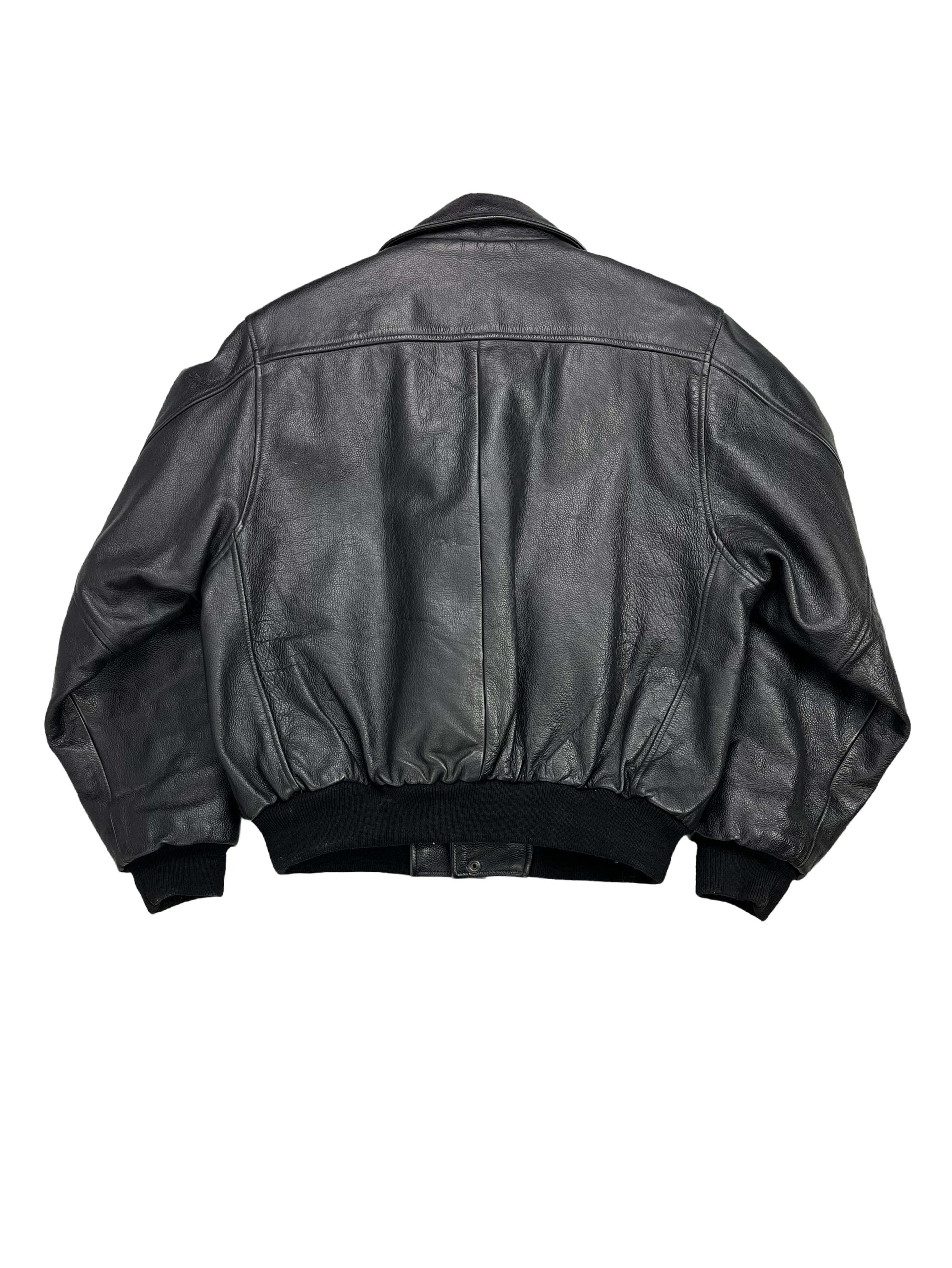 Daven Vintage Echtlederjacke College 90s Schwarz M