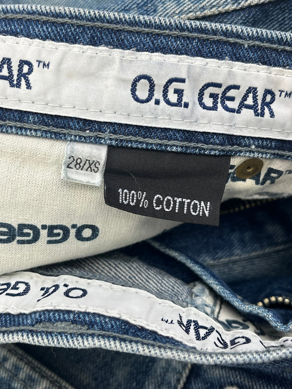 OG Gear Vintage Baggy Jeans Bestickt 90s Blau XS