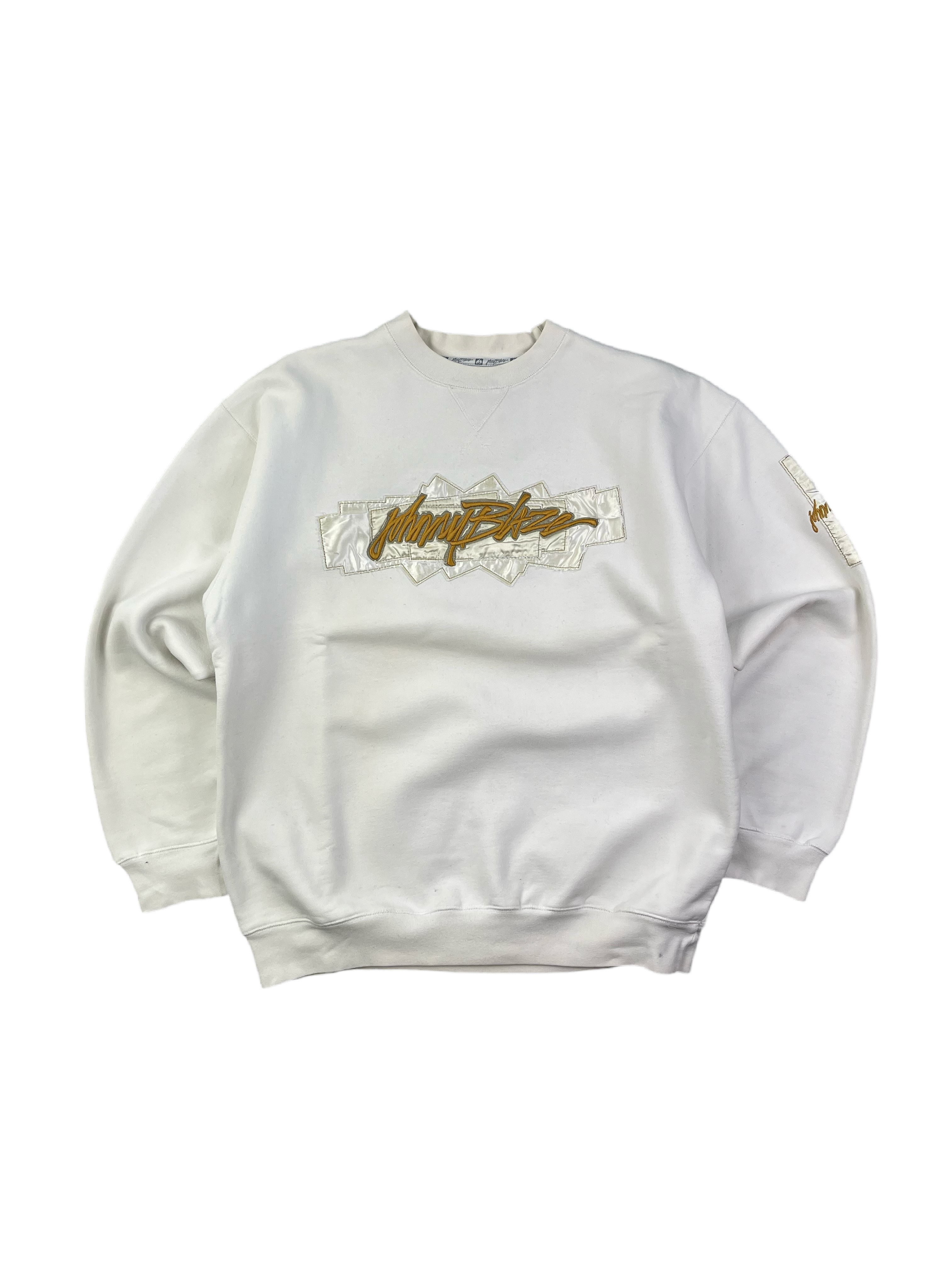 Johnny Blaze Vintage Sweater 90s Weiß XL