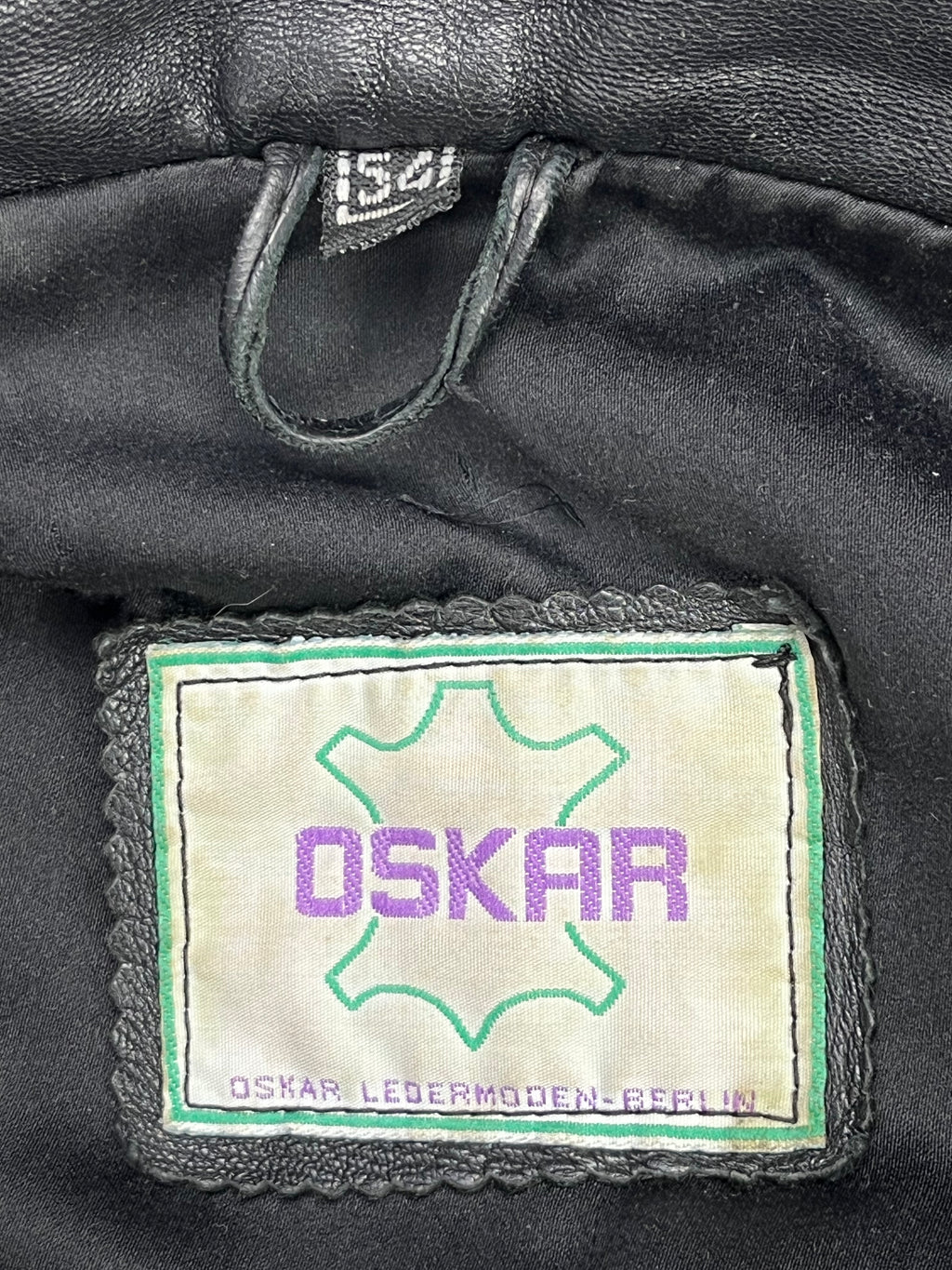 Oskar Vintage Echtlederjacke 90s Schwarz Blau XL