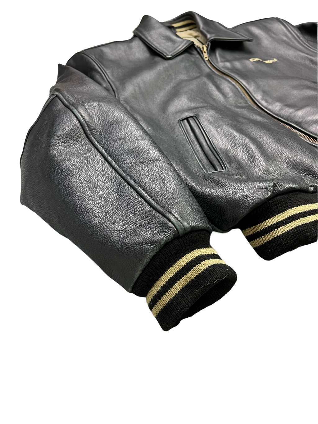 Daven Vintage Echtlederjacke College 90s Schwarz XL