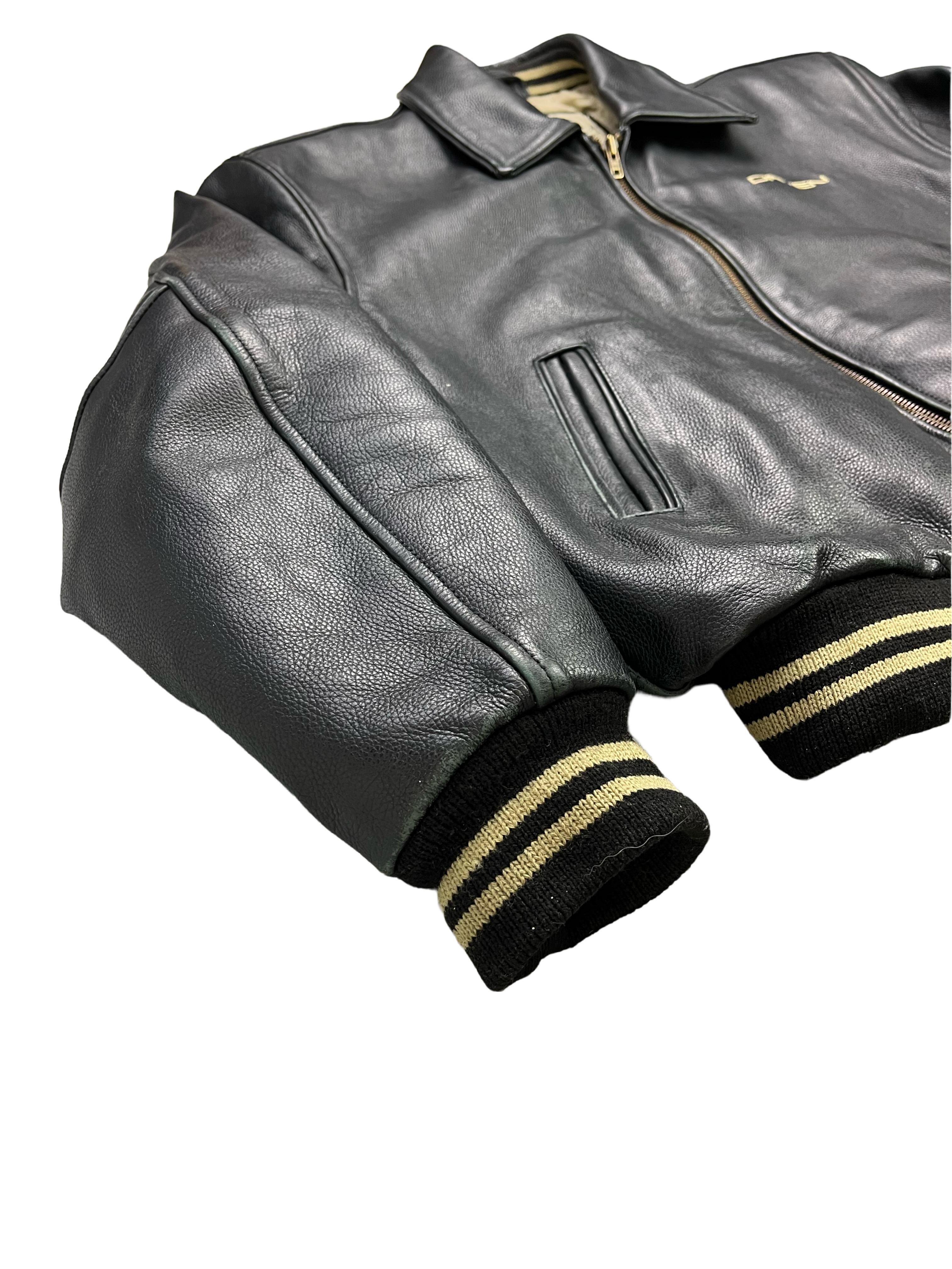 Daven Vintage Echtlederjacke College 90s Schwarz XL