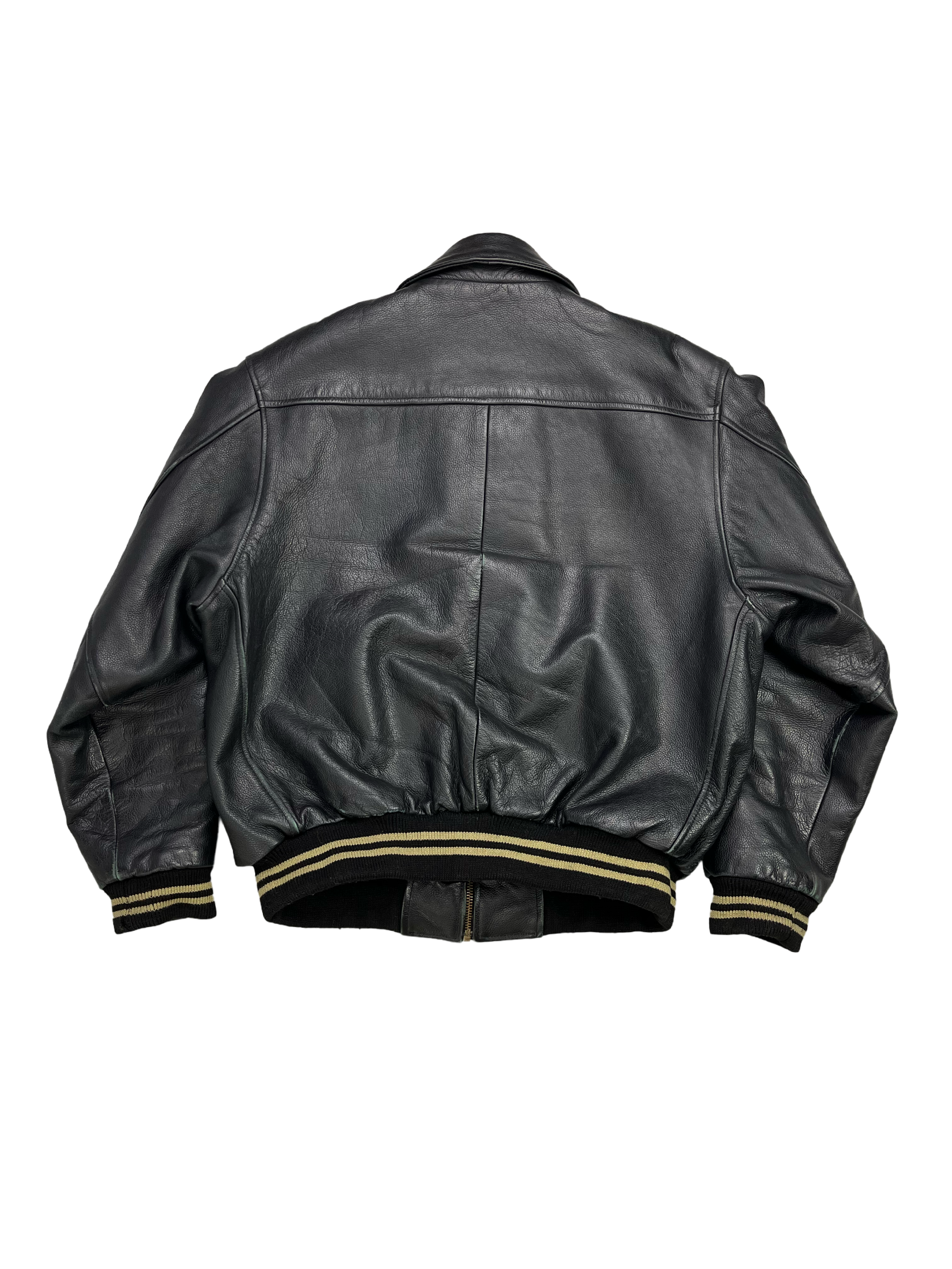 Daven Vintage Echtlederjacke College 90s Schwarz XL