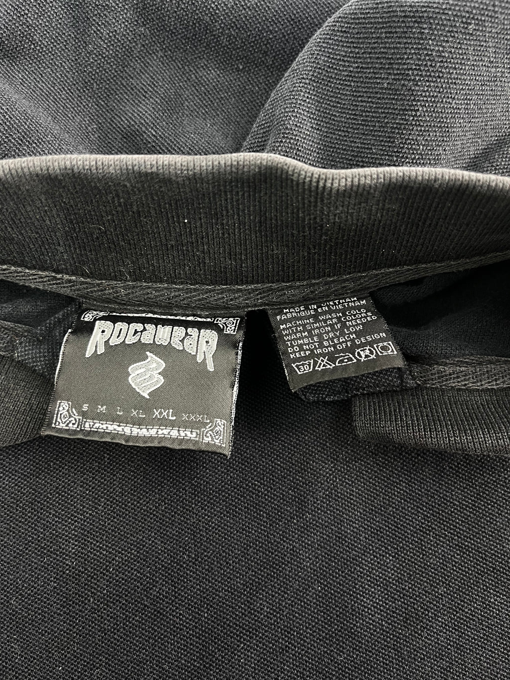 Rocawear Vintage Poloshirt Bestickt 90s Retro Schwarz 2XL