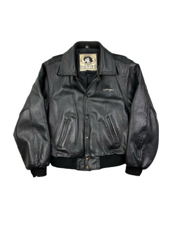 Daven Vintage Echtlederjacke College 90s Schwarz M