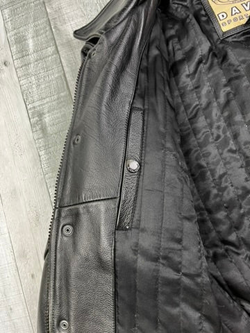 Daven Vintage Echtlederjacke College 90s Schwarz M