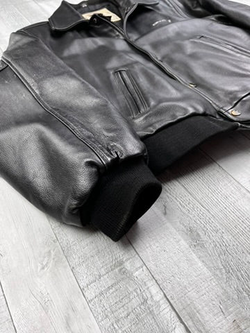 Daven Vintage Echtlederjacke College 90s Schwarz M