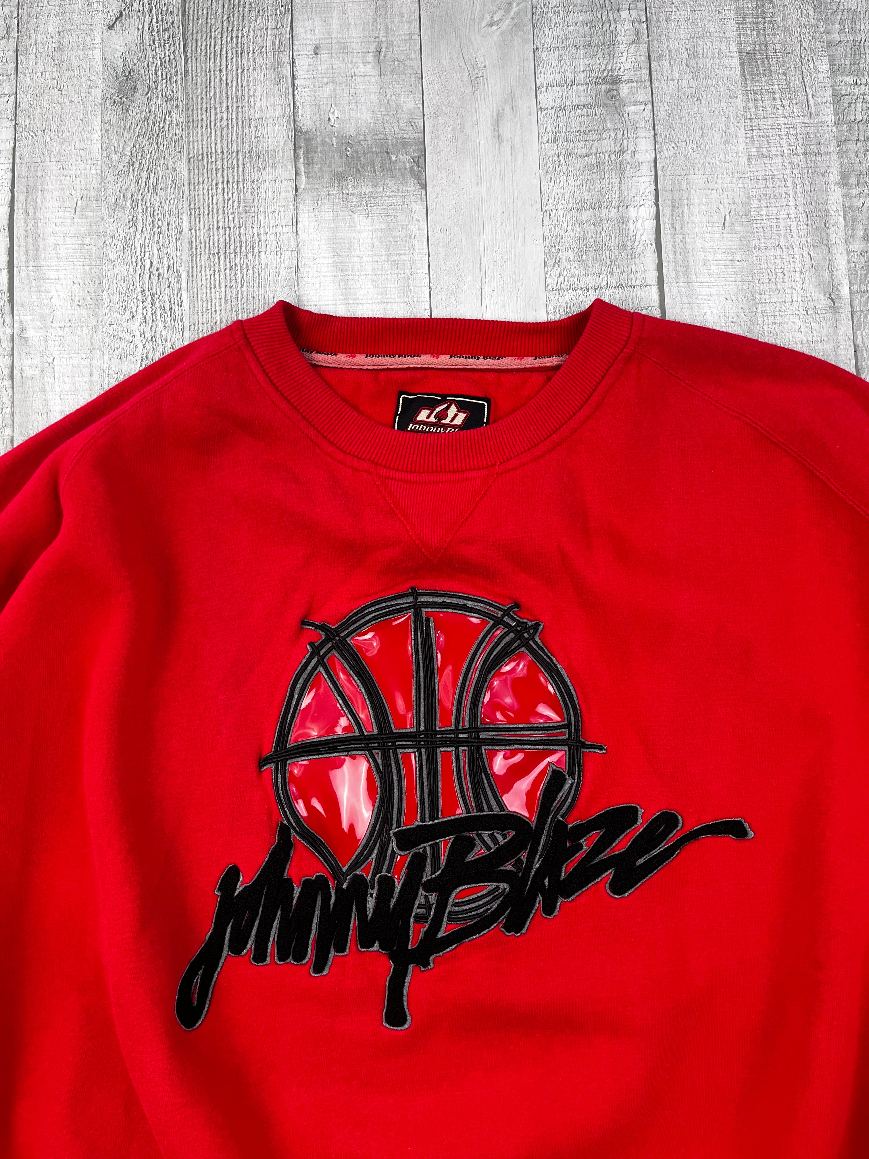 Johnny Blaze Vintage Sweater Basketball 90s Rot XXL
