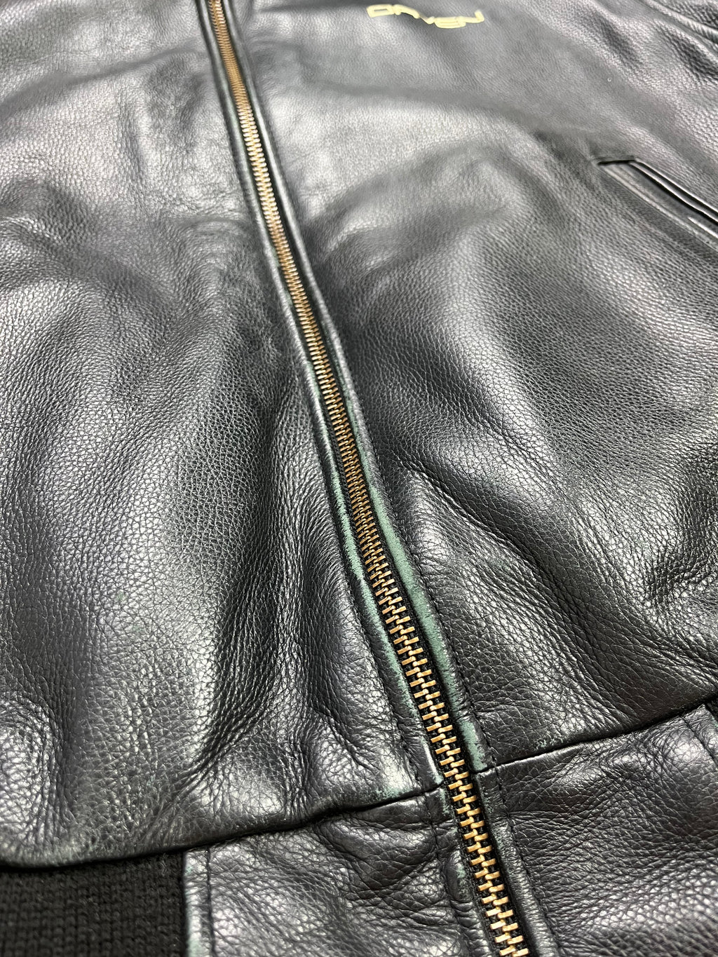 Daven Vintage Echtlederjacke College 90s Schwarz XL