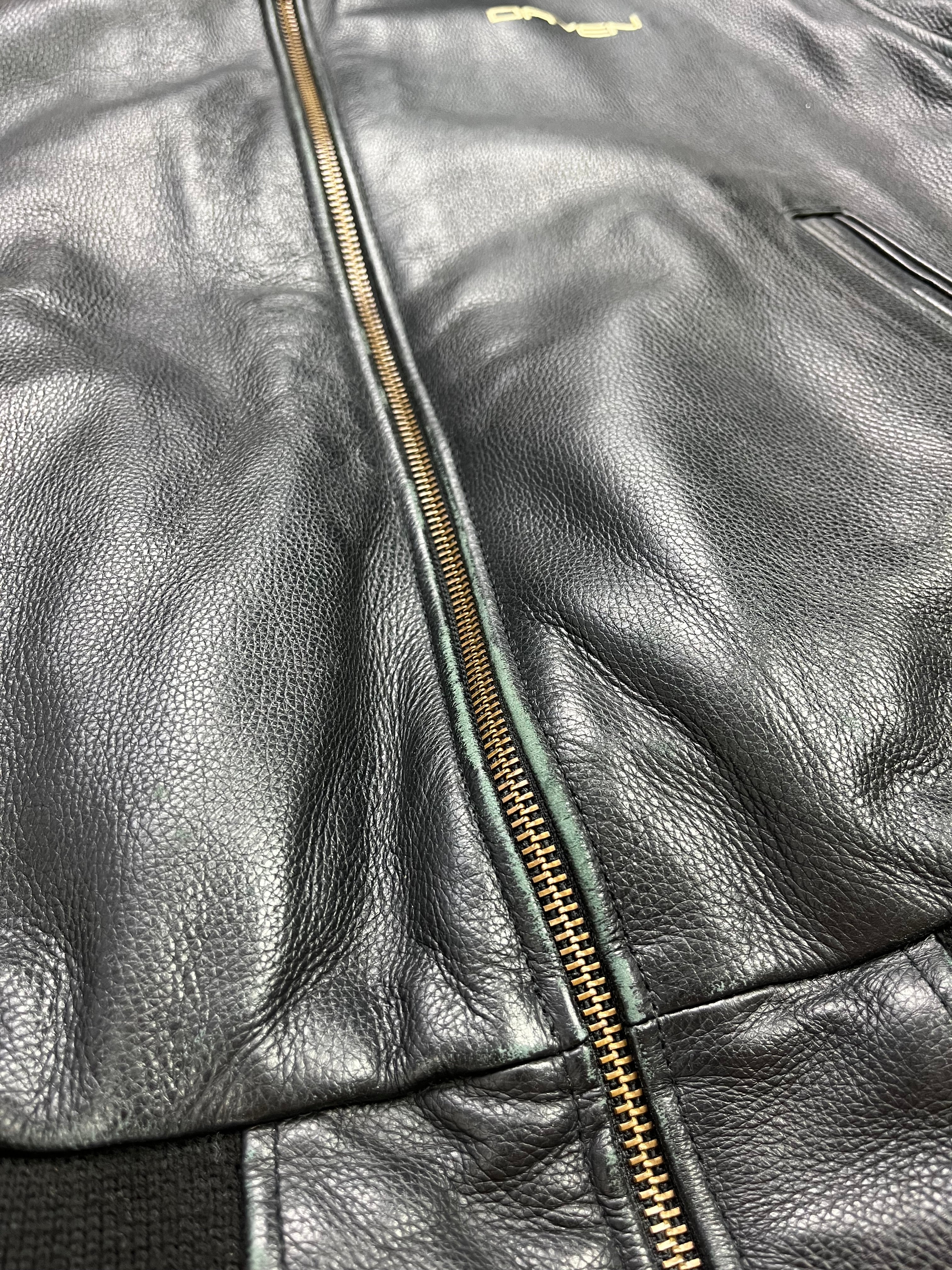 Daven Vintage Echtlederjacke College 90s Schwarz XL