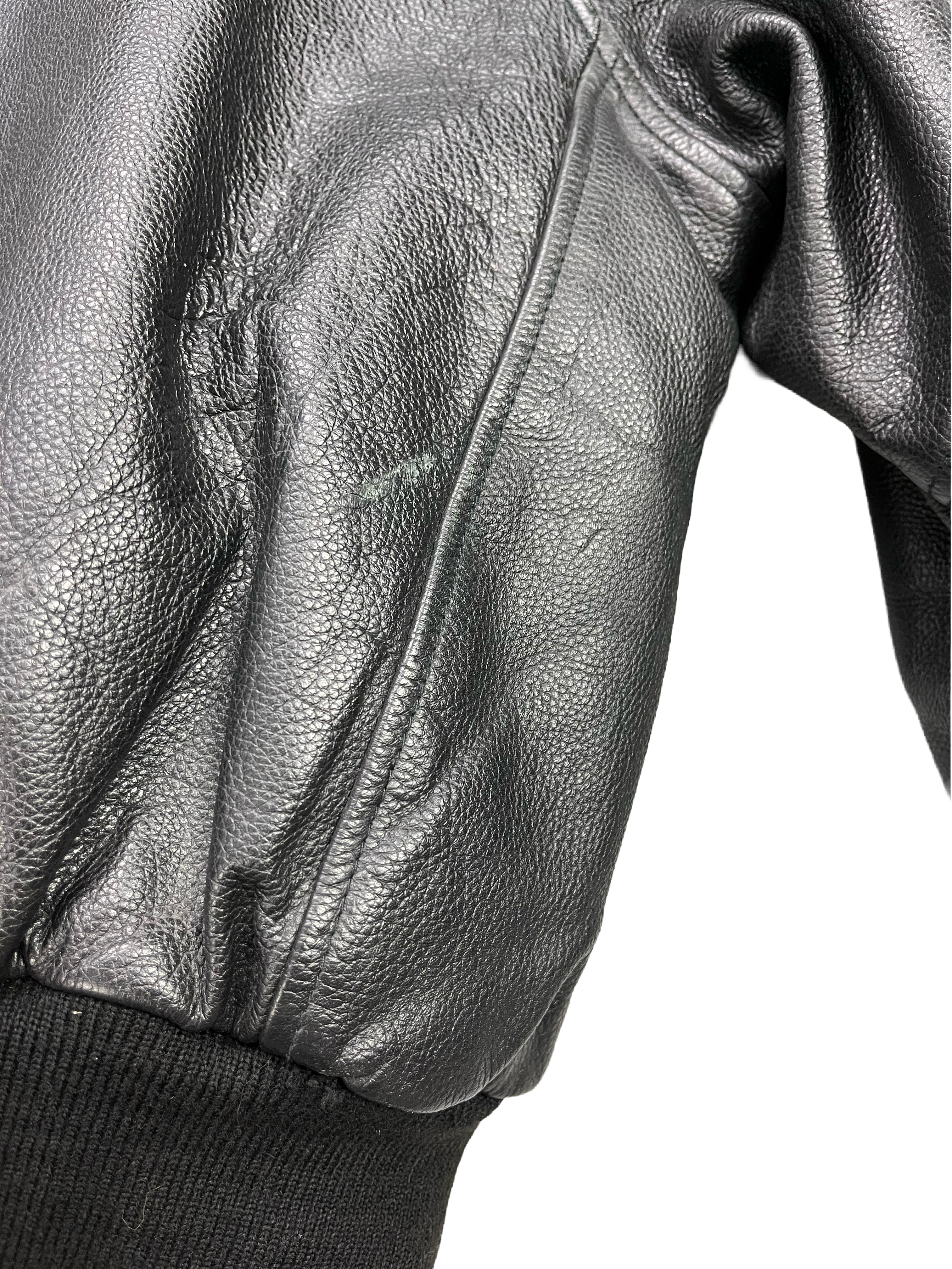 Daven Vintage Echtlederjacke College 90s Schwarz M