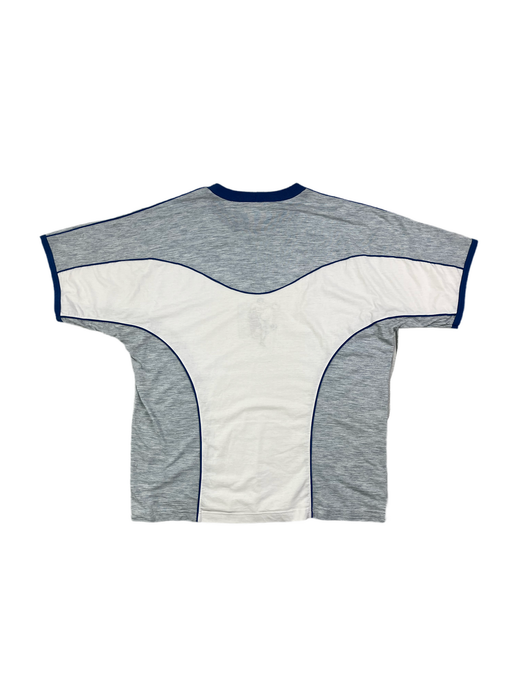 Adidas Vintage T-Shirt 90s Graublau Melliert Weiß XL