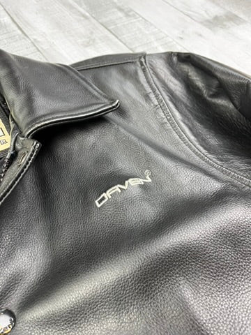 Daven Vintage Echtlederjacke College 90s Schwarz M