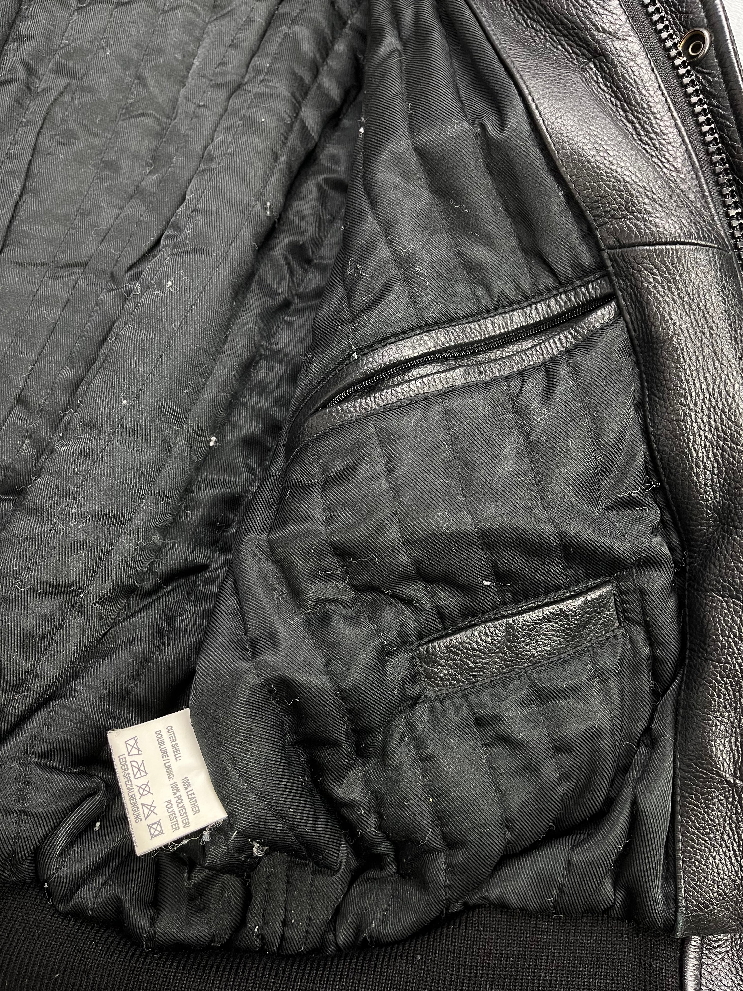 Daven Vintage Echtlederjacke College 90s Schwarz M