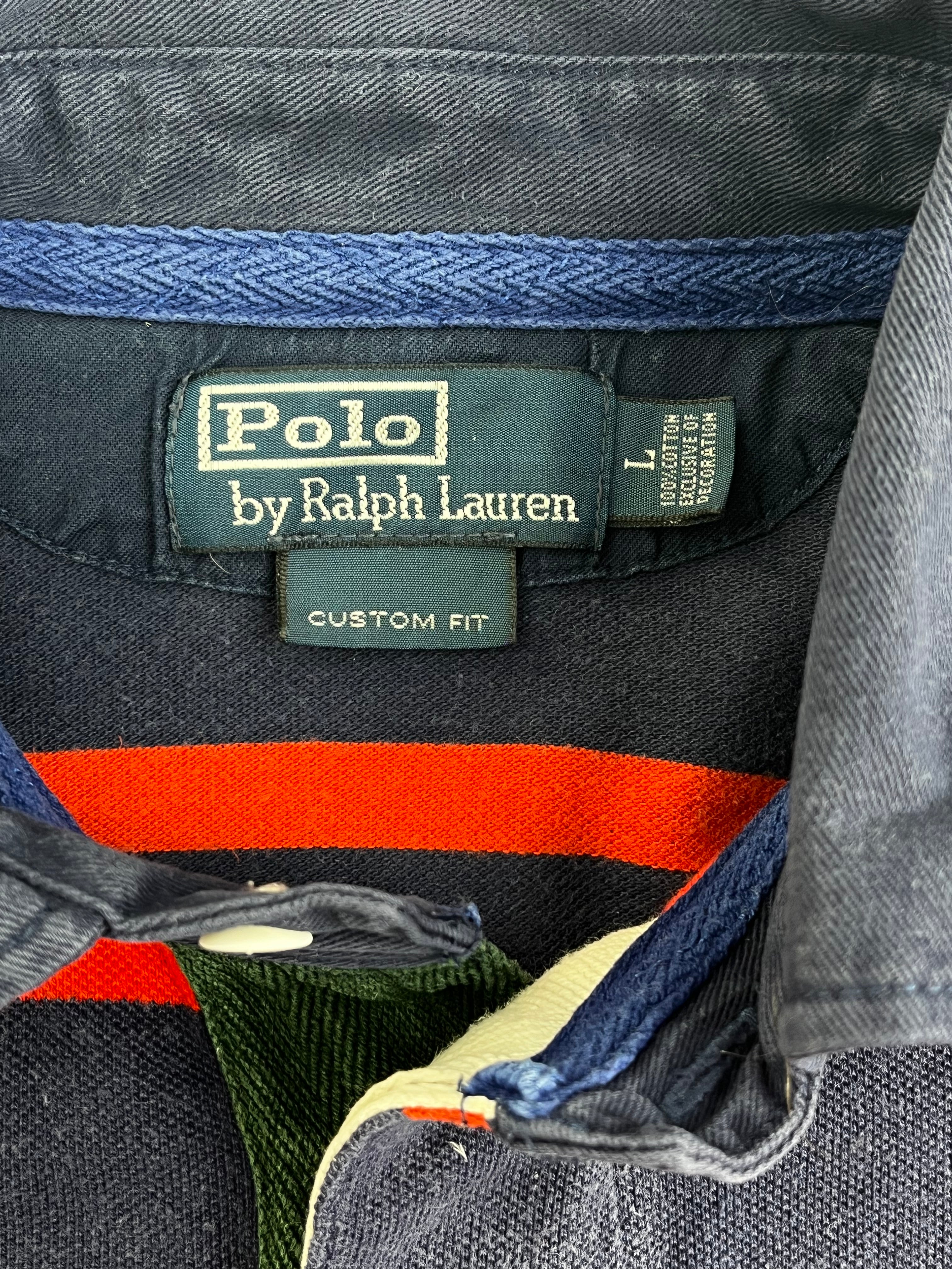 Ralph Lauren Poloshirt Gestreift Marineblau Rot L