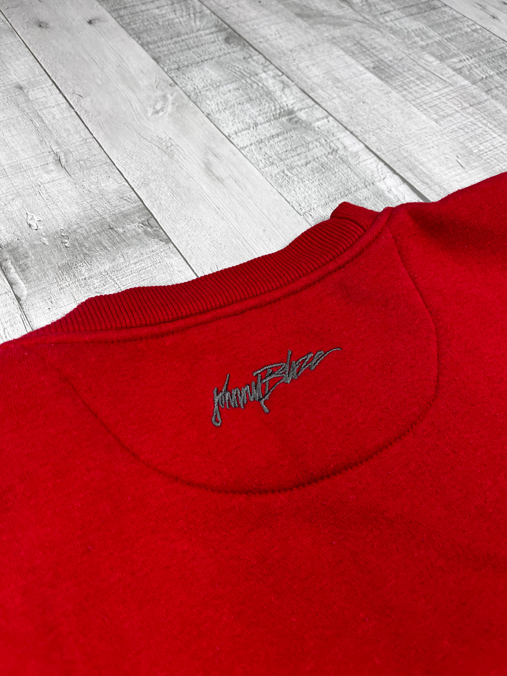 Johnny Blaze Vintage Sweater Bestickt 90s Rot XL