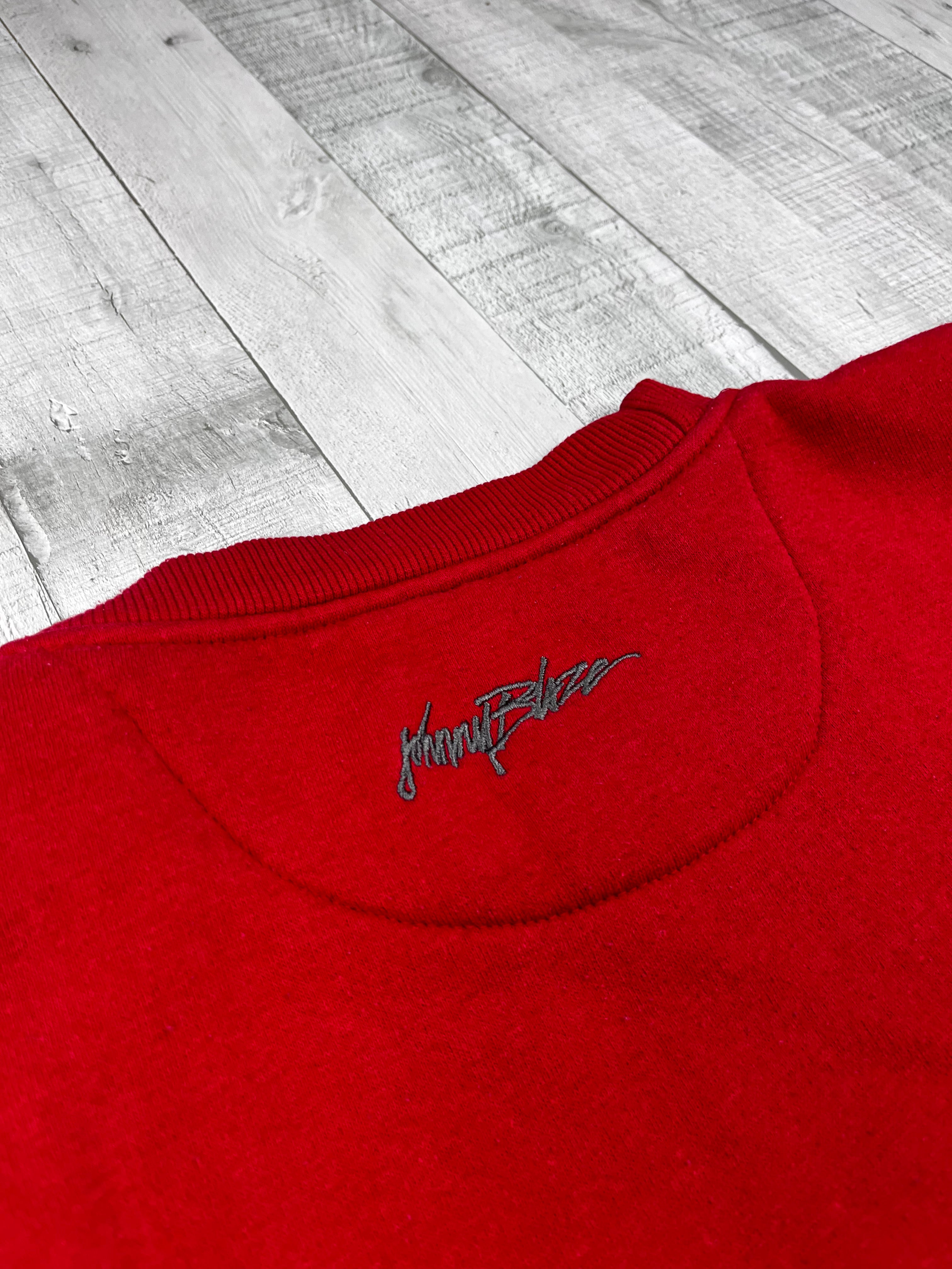 Johnny Blaze Vintage Sweater Bestickt 90s Rot XL