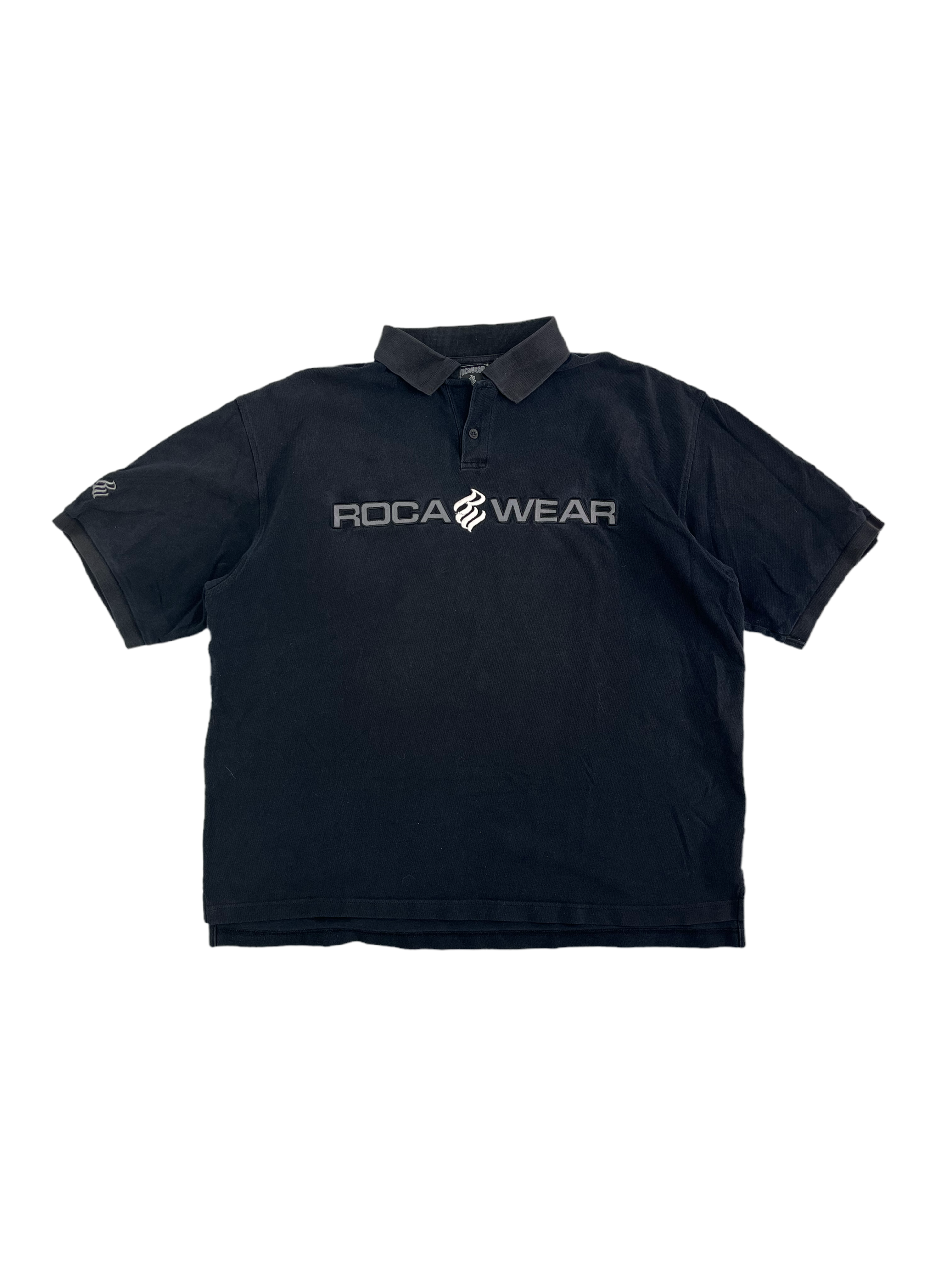 Rocawear Vintage Poloshirt Bestickt 90s Retro Schwarz 2XL