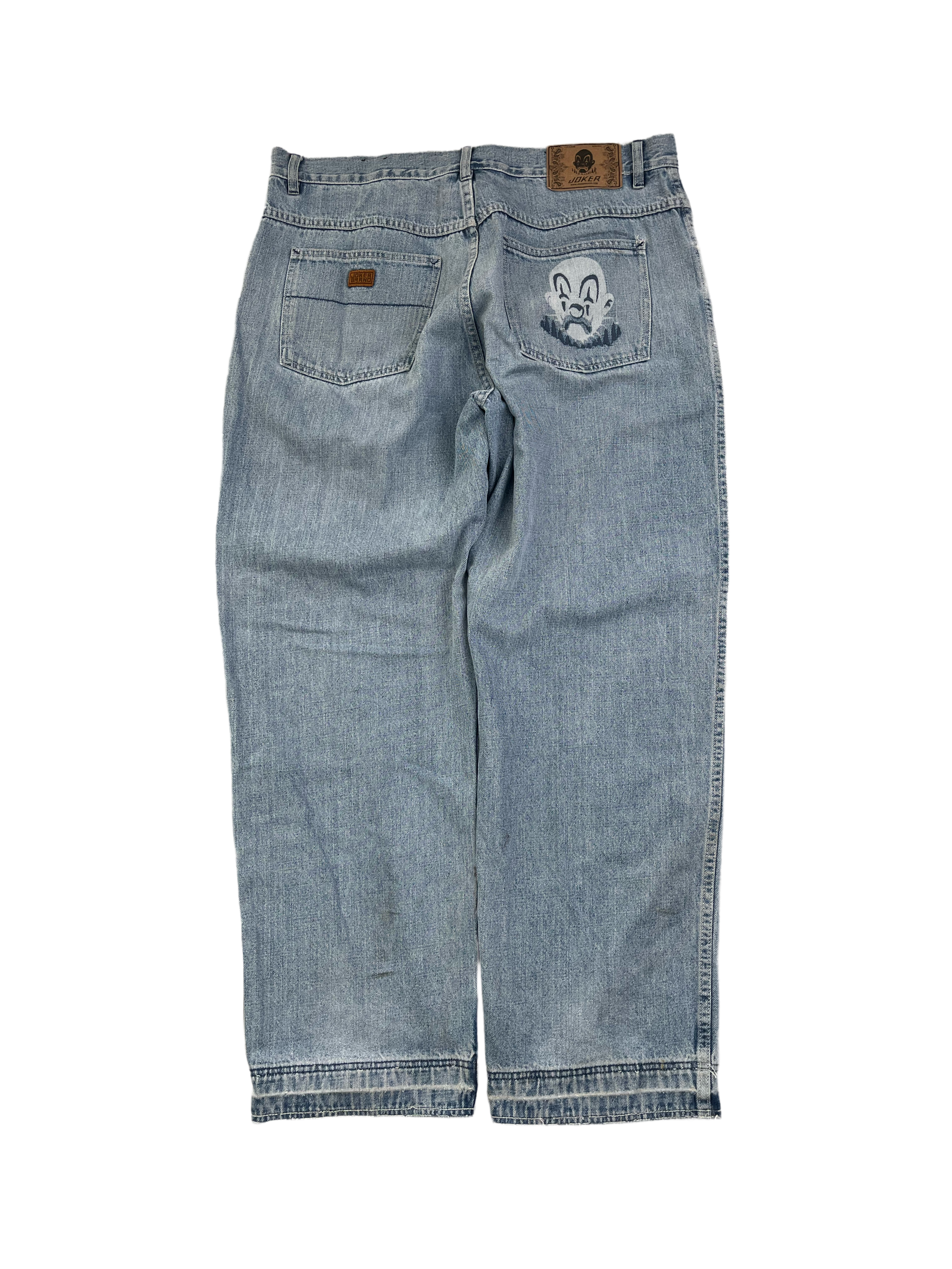 Joker Brand Vintage Baggy Jeans Bestickt Y2K Hellblau XL