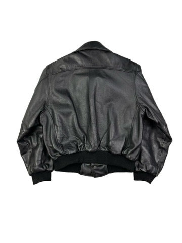 Daven Vintage Echtlederjacke College 90s Schwarz M