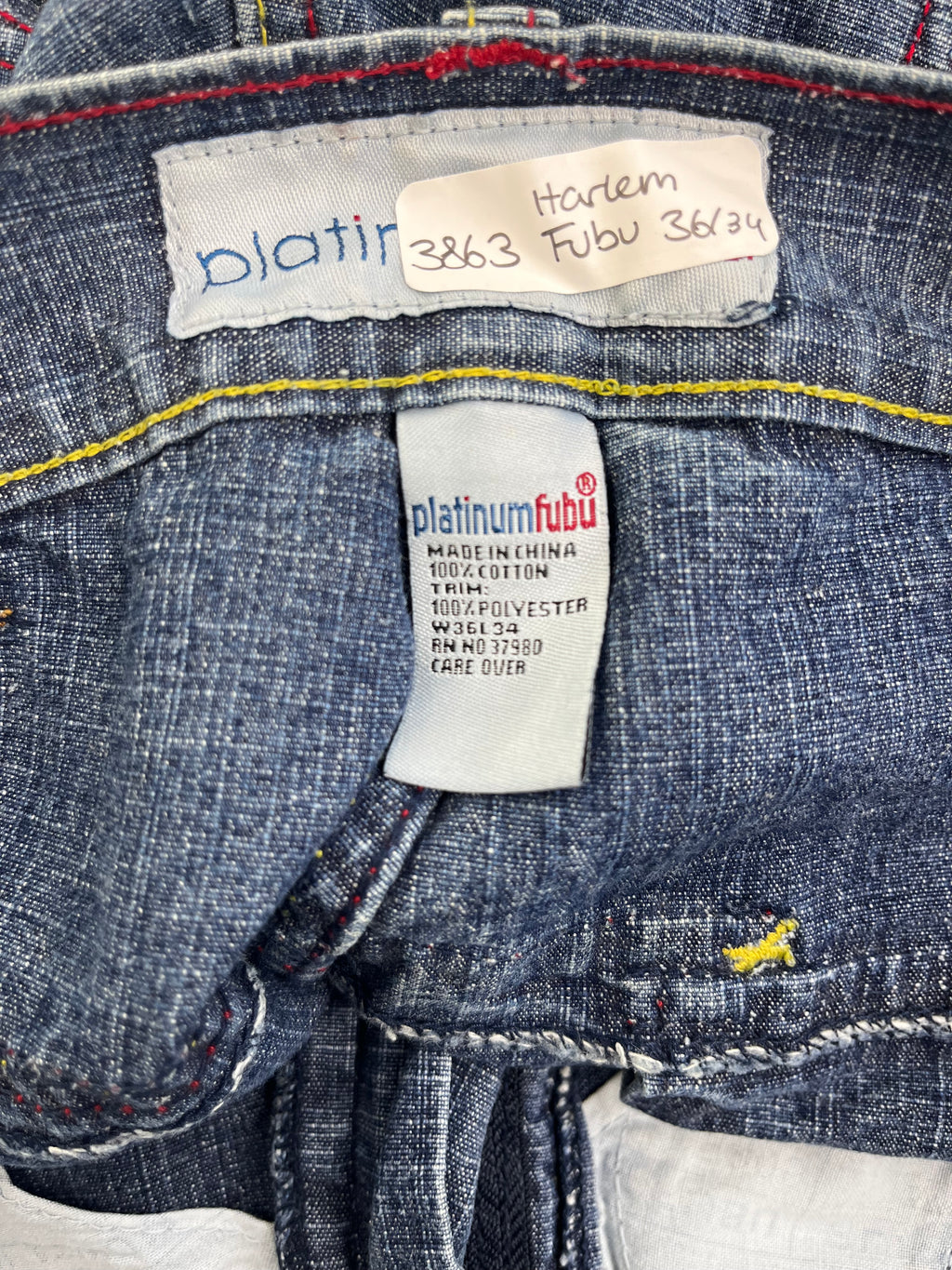 Fubu Platinum Vintage Baggy Jeans 90s Bestickt Patches Blau XXL