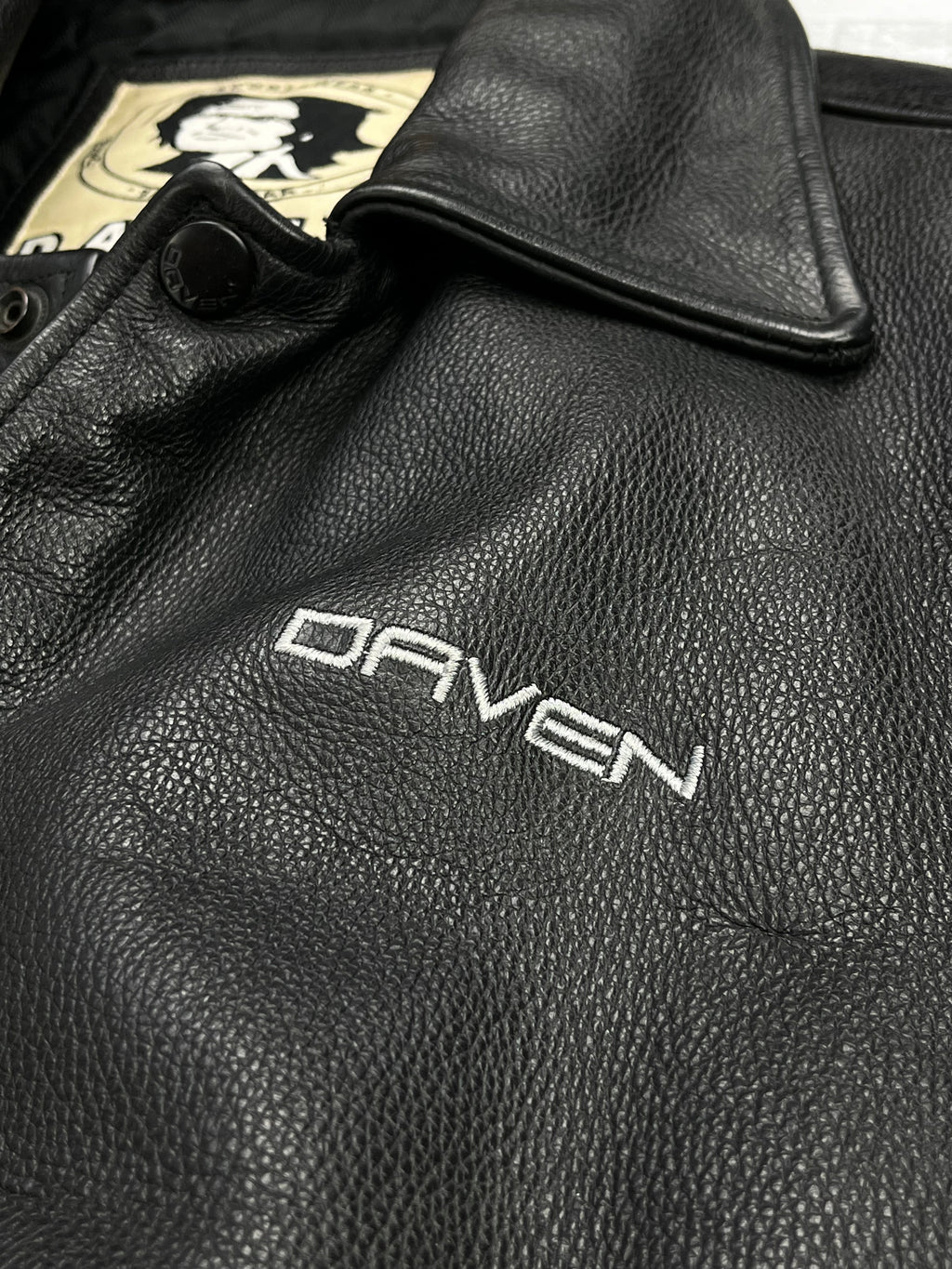 Daven Vintage Echtlederjacke College 90s Schwarz M