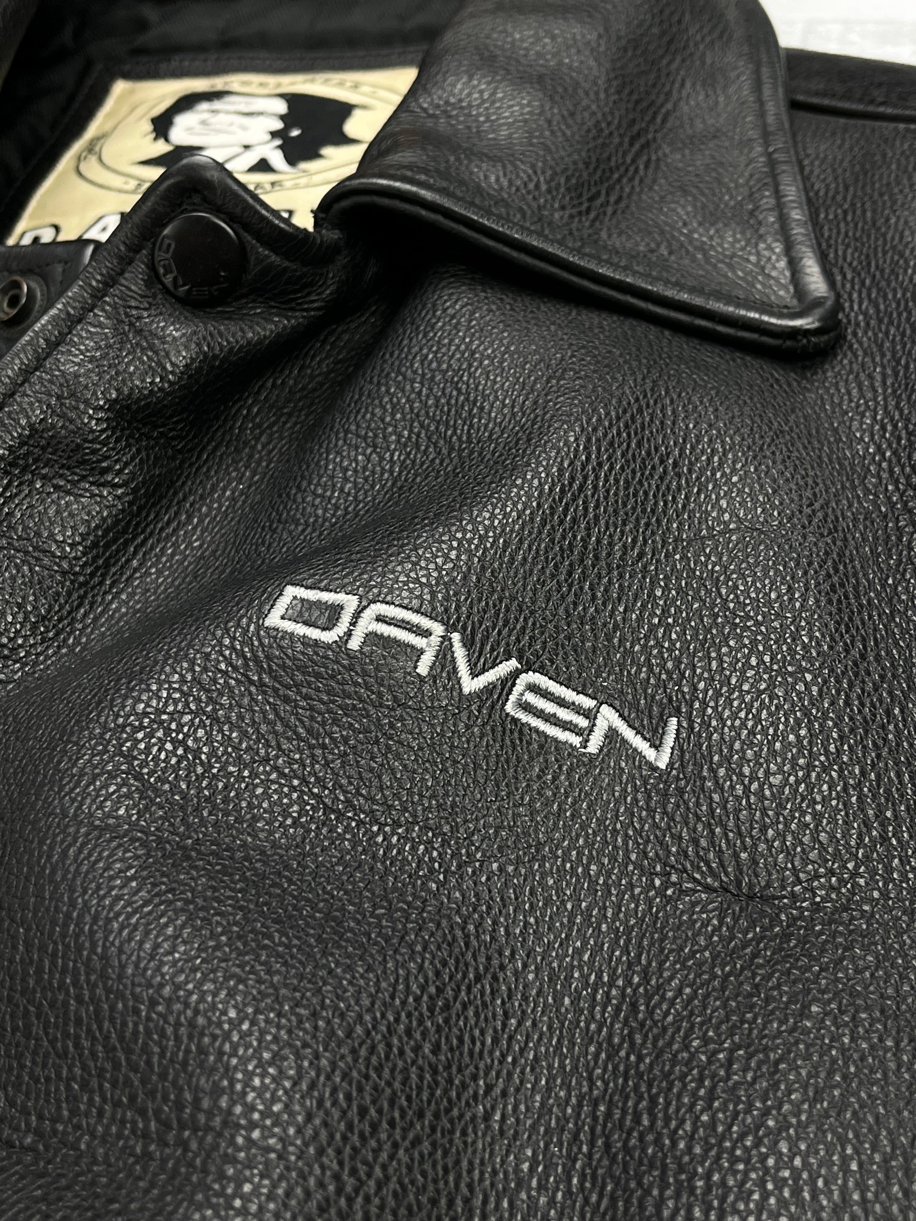 Daven Vintage Echtlederjacke College 90s Schwarz M