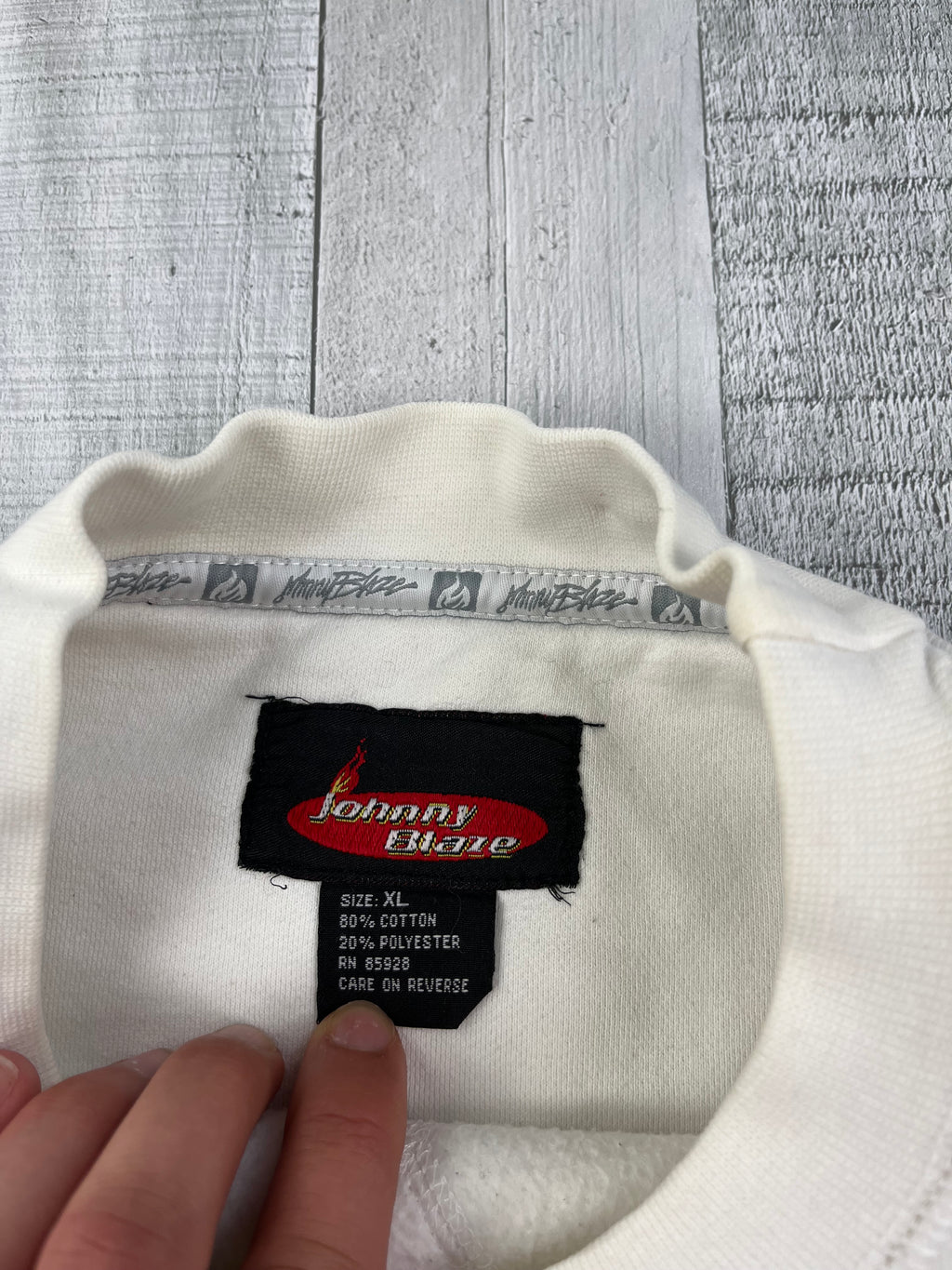 Johnny Blaze Vintage Sweater 90s Weiß XL