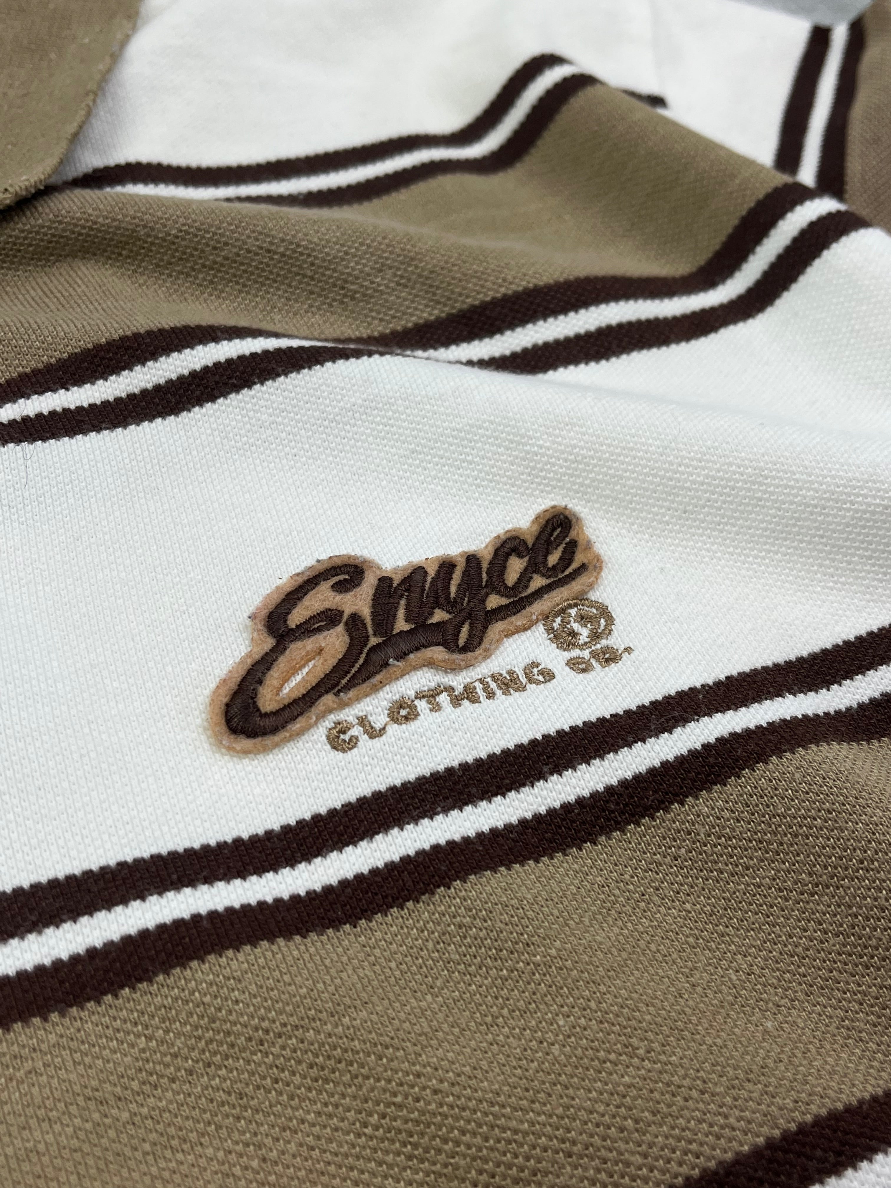 Enyce Vintage Poloshirt Gestreift Braun Weiß L