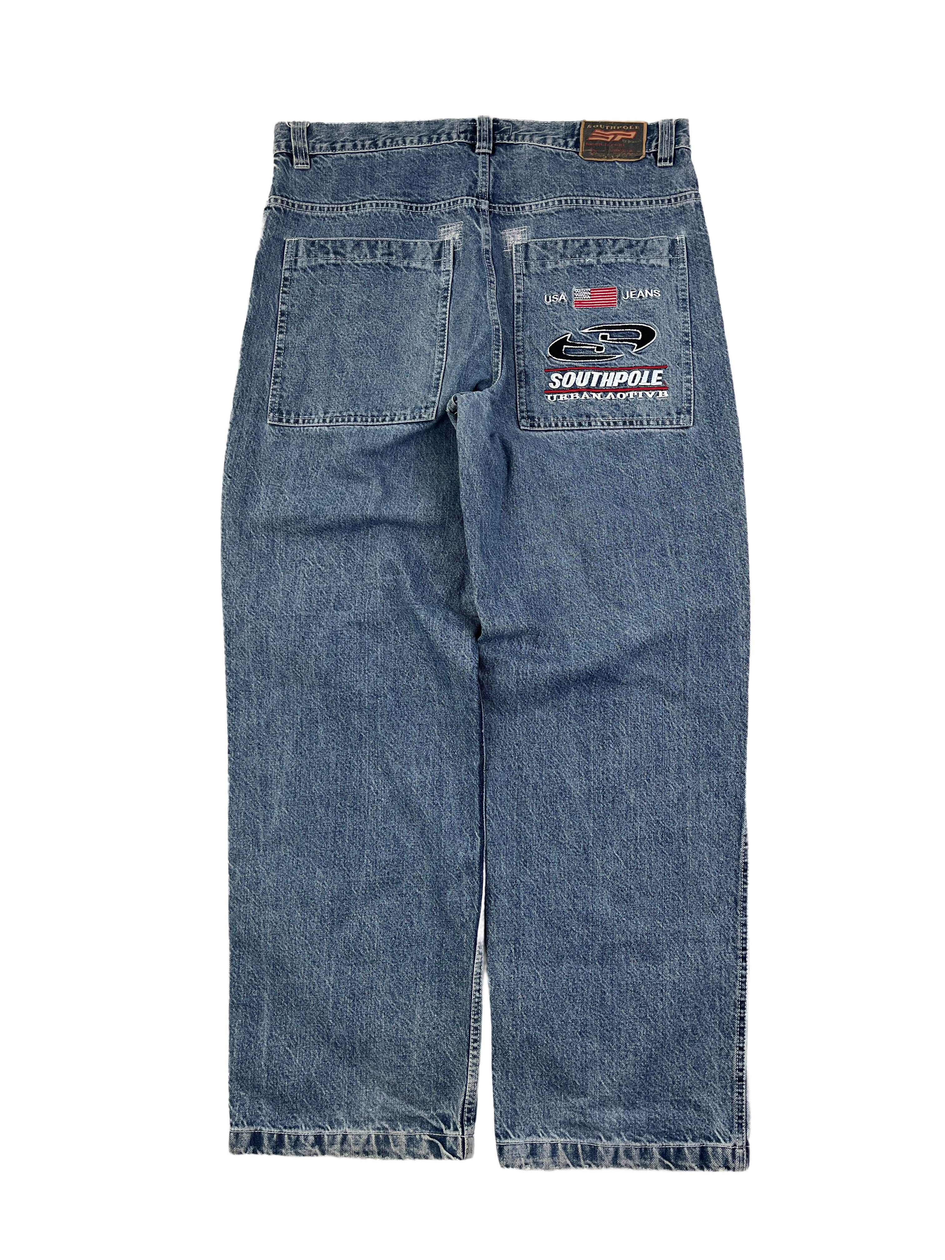 Southpole Vintage Baggy Jeans Bestickt 90s Blau L