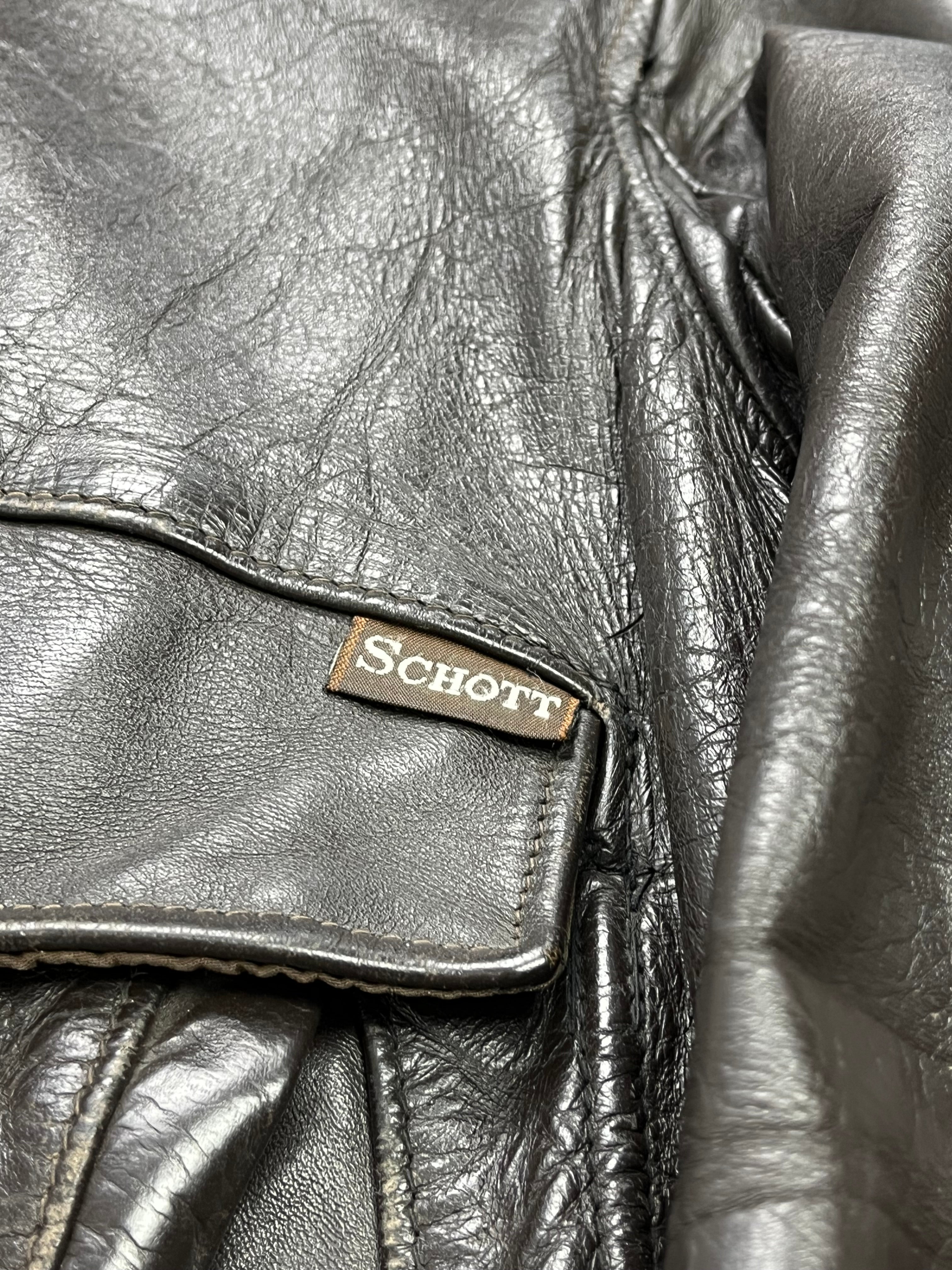 Schott Vintage Echtlederjacke 184 Gefüttert 90s Braun-Schwarz M