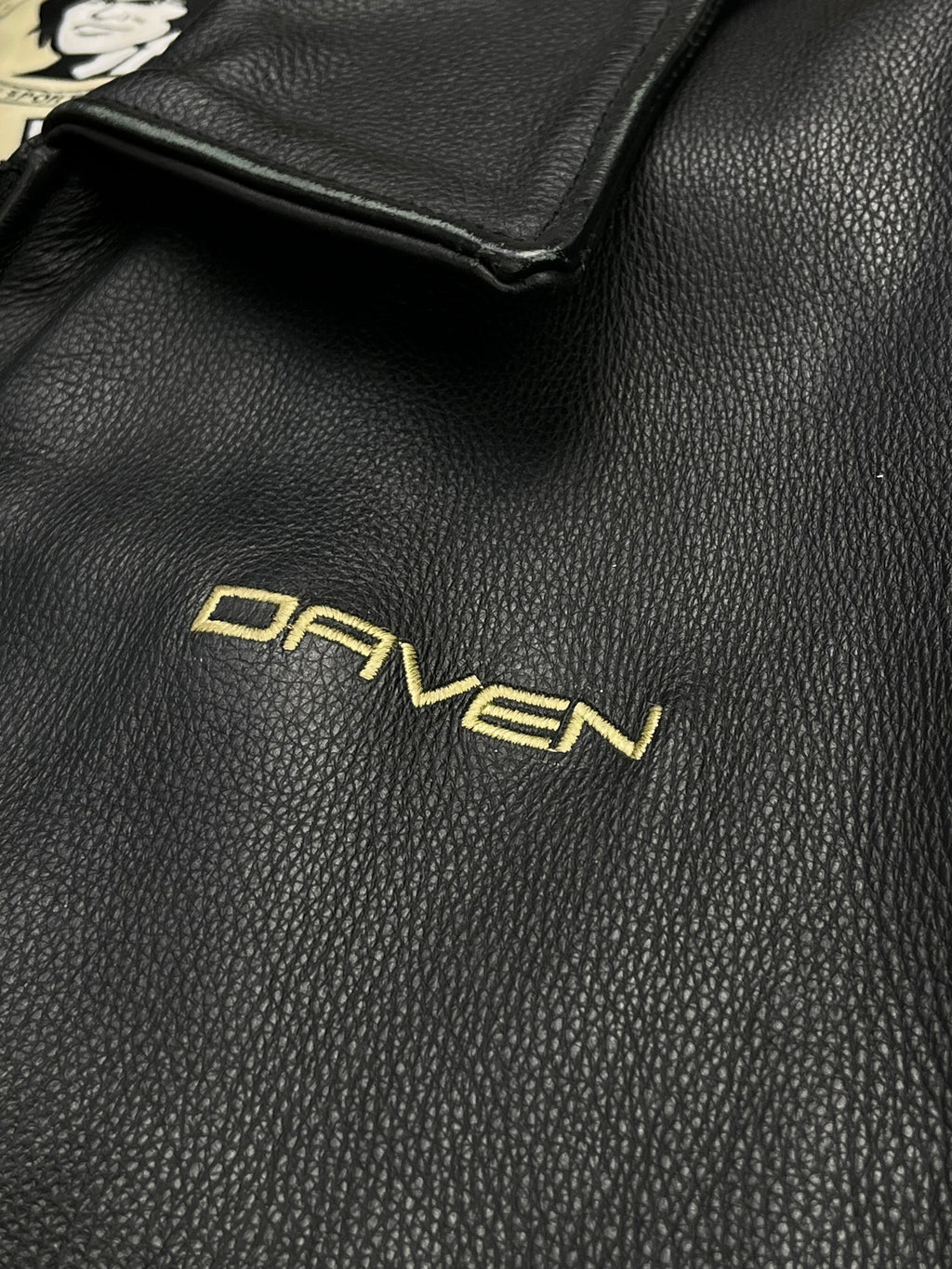 Daven Vintage Echtlederjacke College 90s Schwarz XL