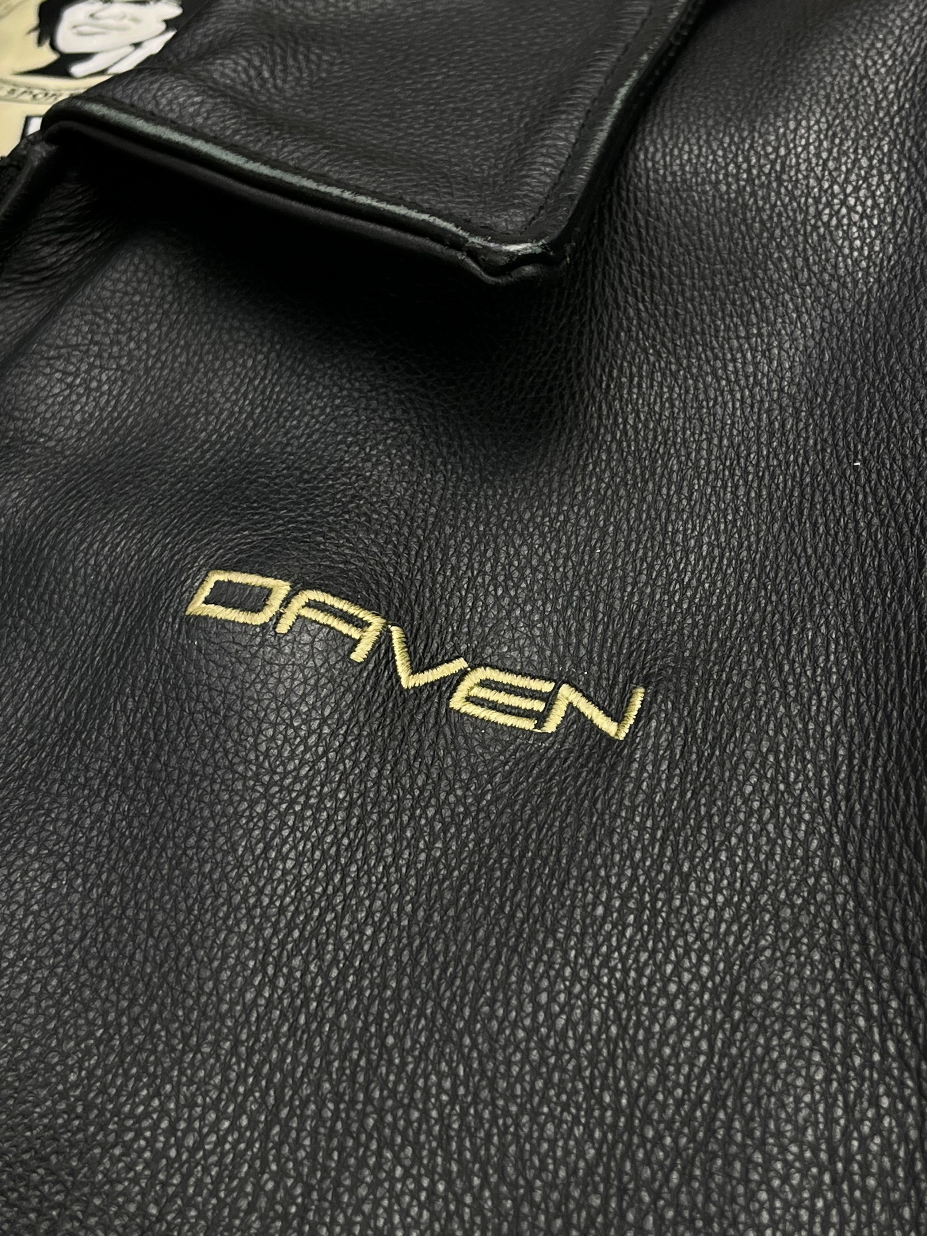 Daven Vintage Echtlederjacke College 90s Schwarz XL