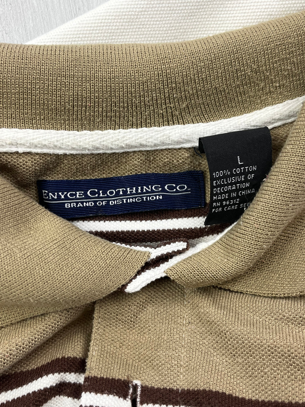 Enyce Vintage Poloshirt Gestreift Braun Weiß L