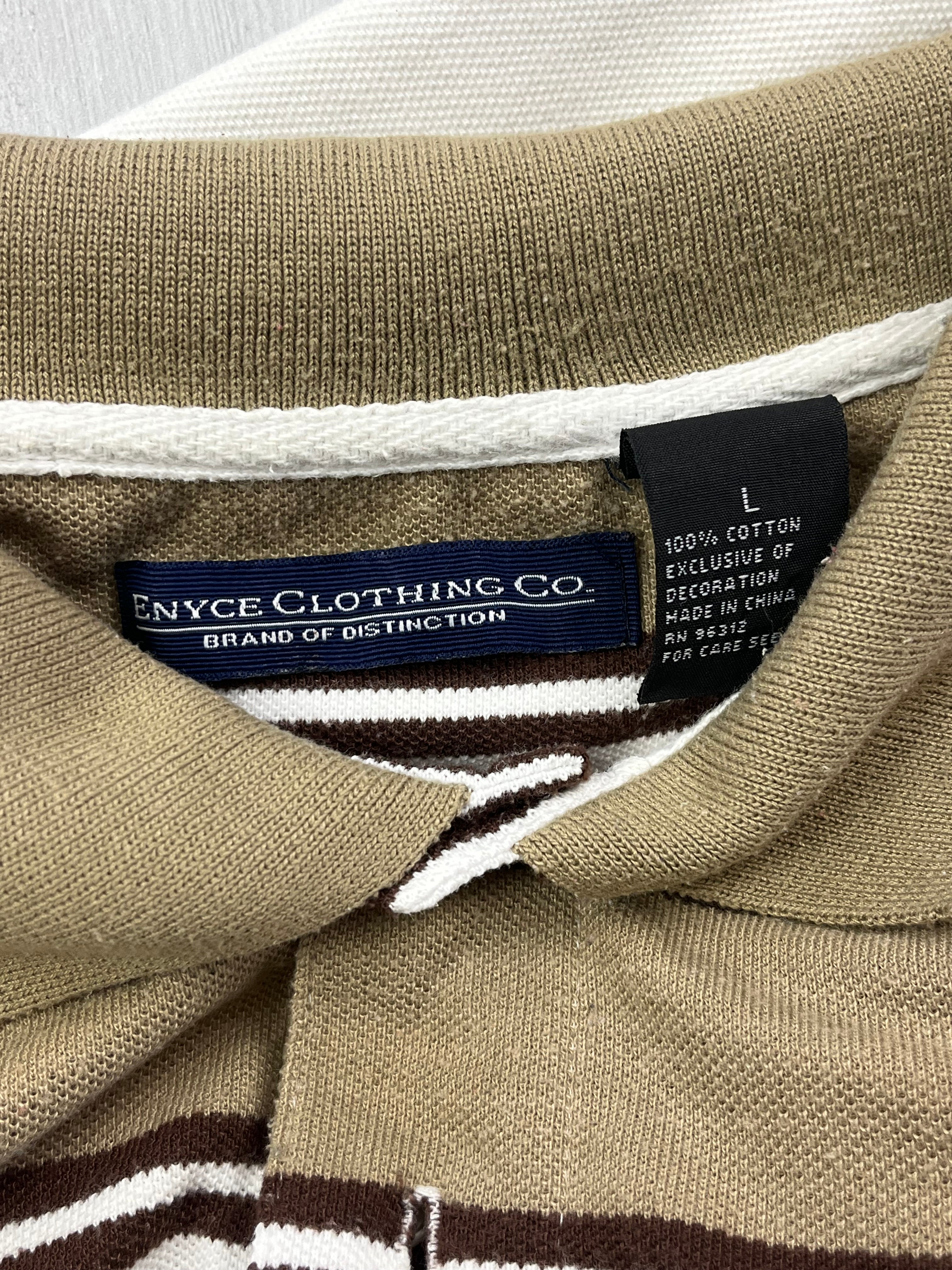 Enyce Vintage Poloshirt Gestreift Braun Weiß L