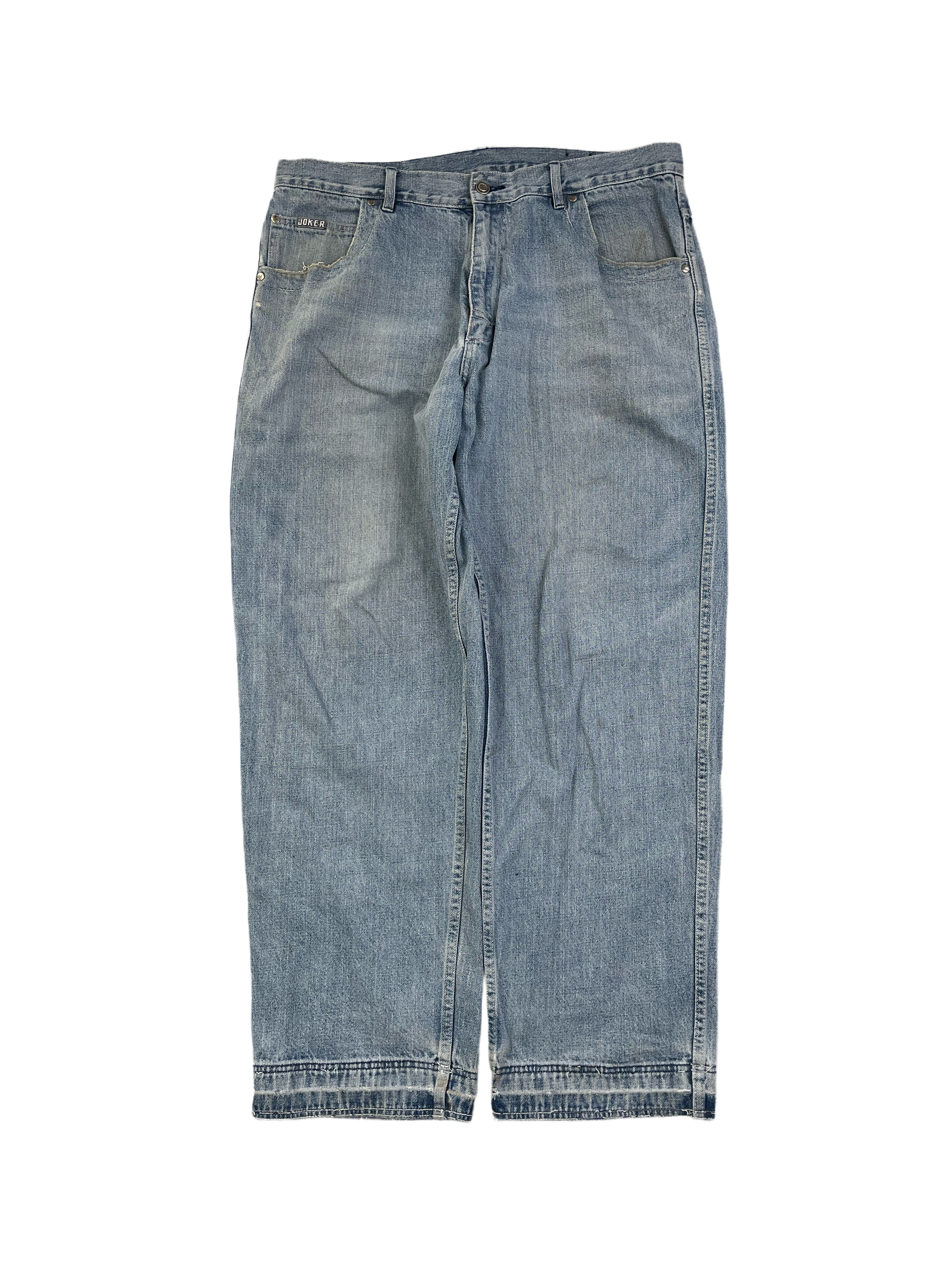Joker Brand Vintage Baggy Jeans Bestickt Y2K Hellblau XL