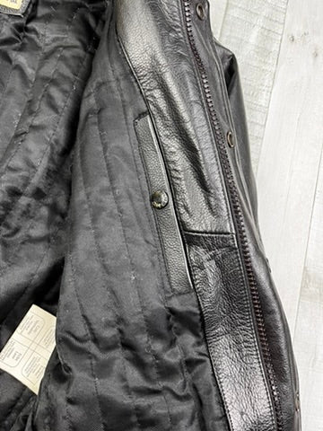 Daven Vintage Echtlederjacke College 90s Schwarz M