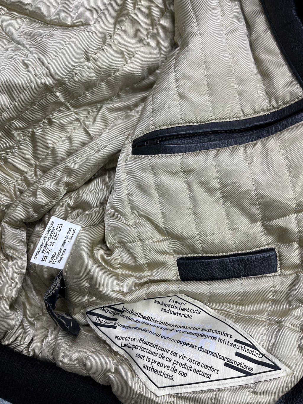 Daven Vintage Echtlederjacke College 90s Schwarz XL