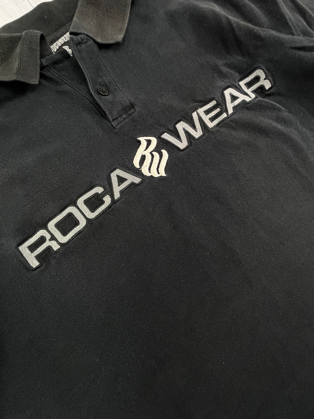 Rocawear Vintage Poloshirt Bestickt 90s Retro Schwarz 2XL