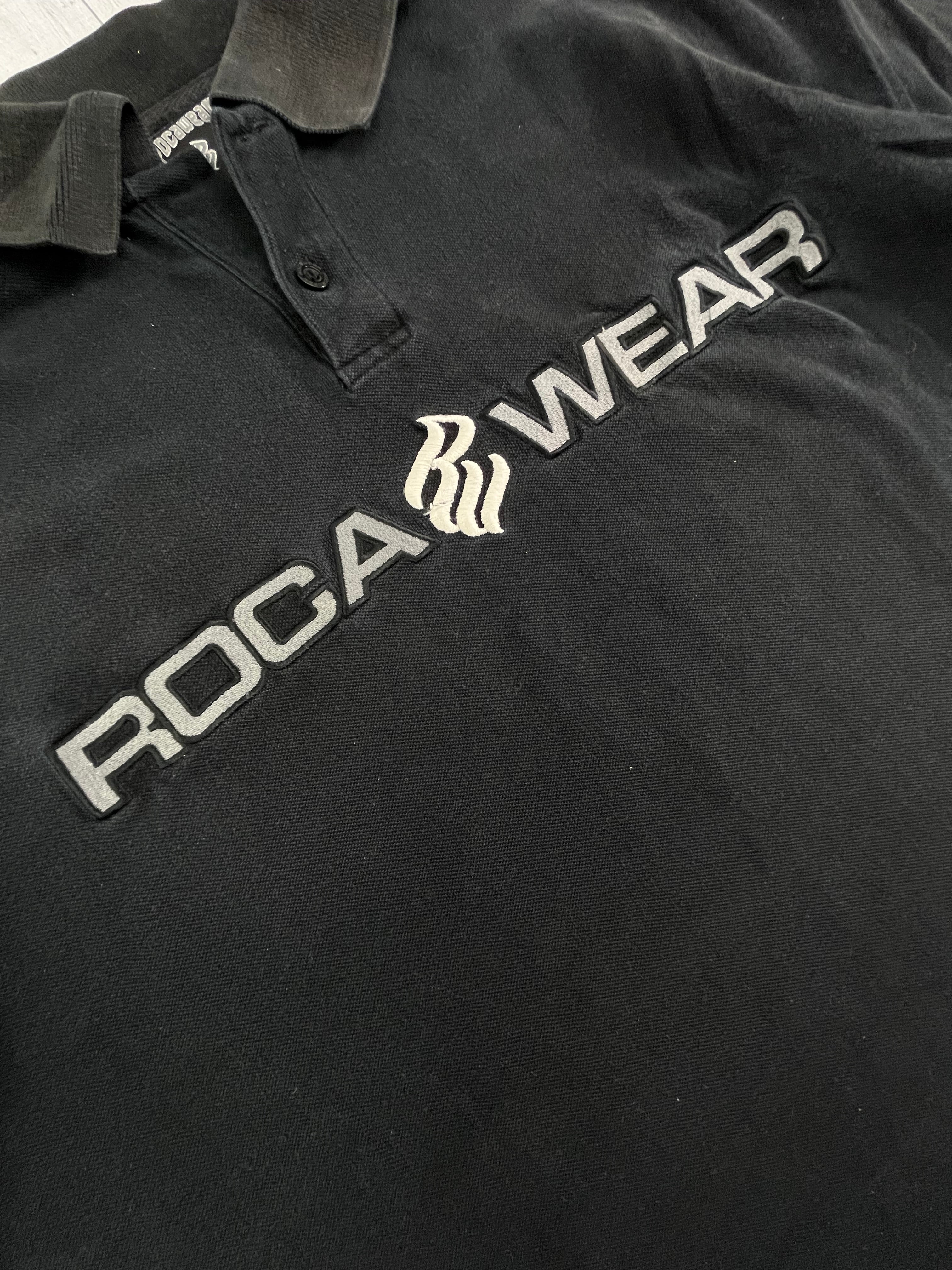 Rocawear Vintage Poloshirt Bestickt 90s Retro Schwarz 2XL