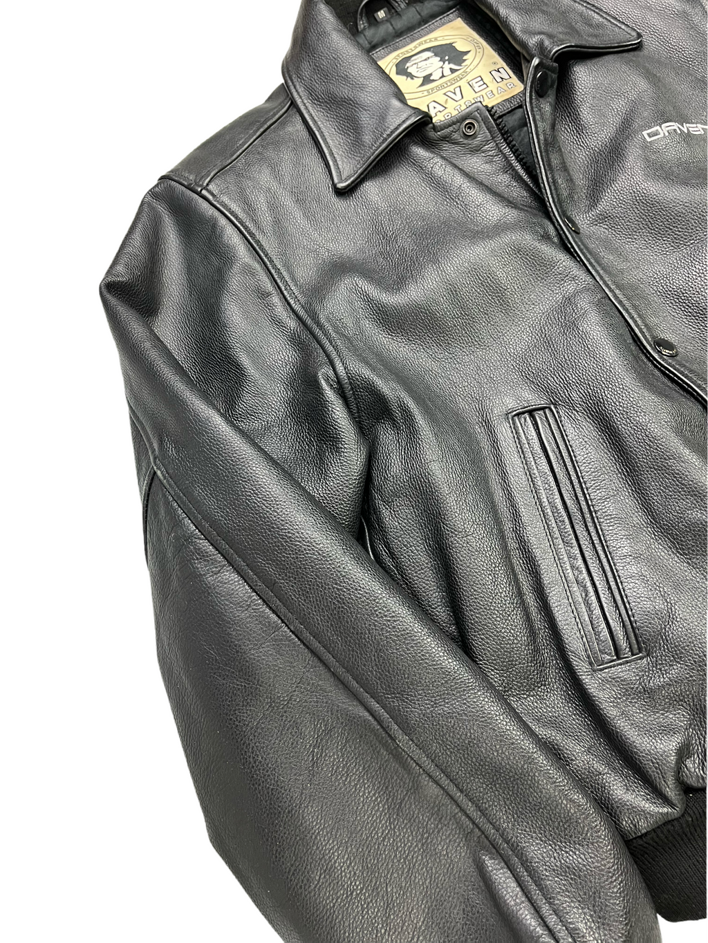 Daven Vintage Echtlederjacke College 90s Schwarz M