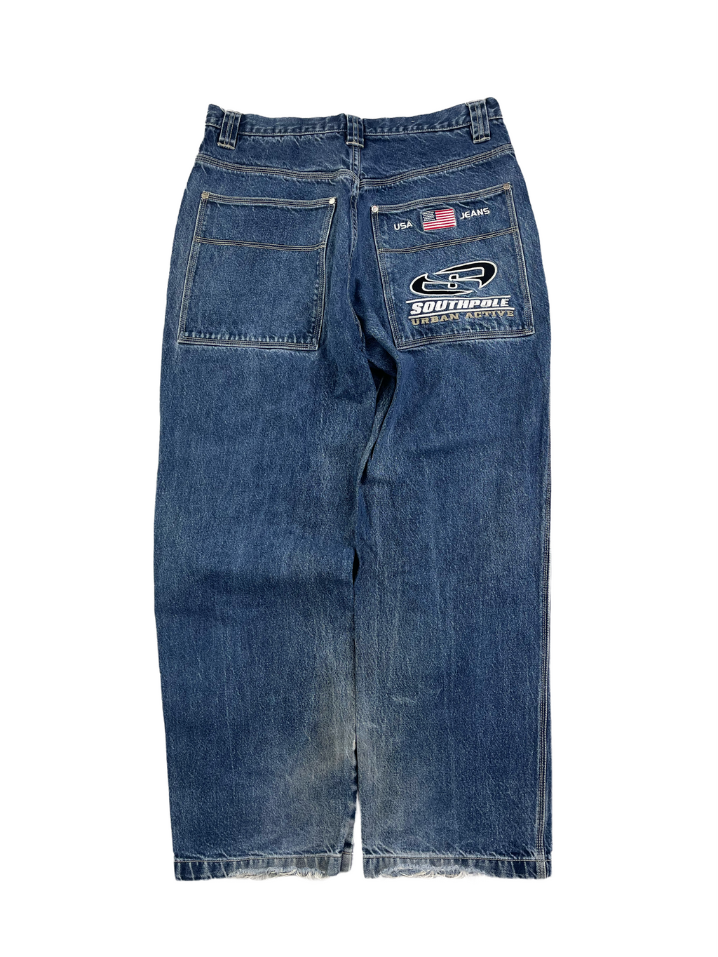 Southpole Vintage Baggy Jeans Bestickt Blau XL