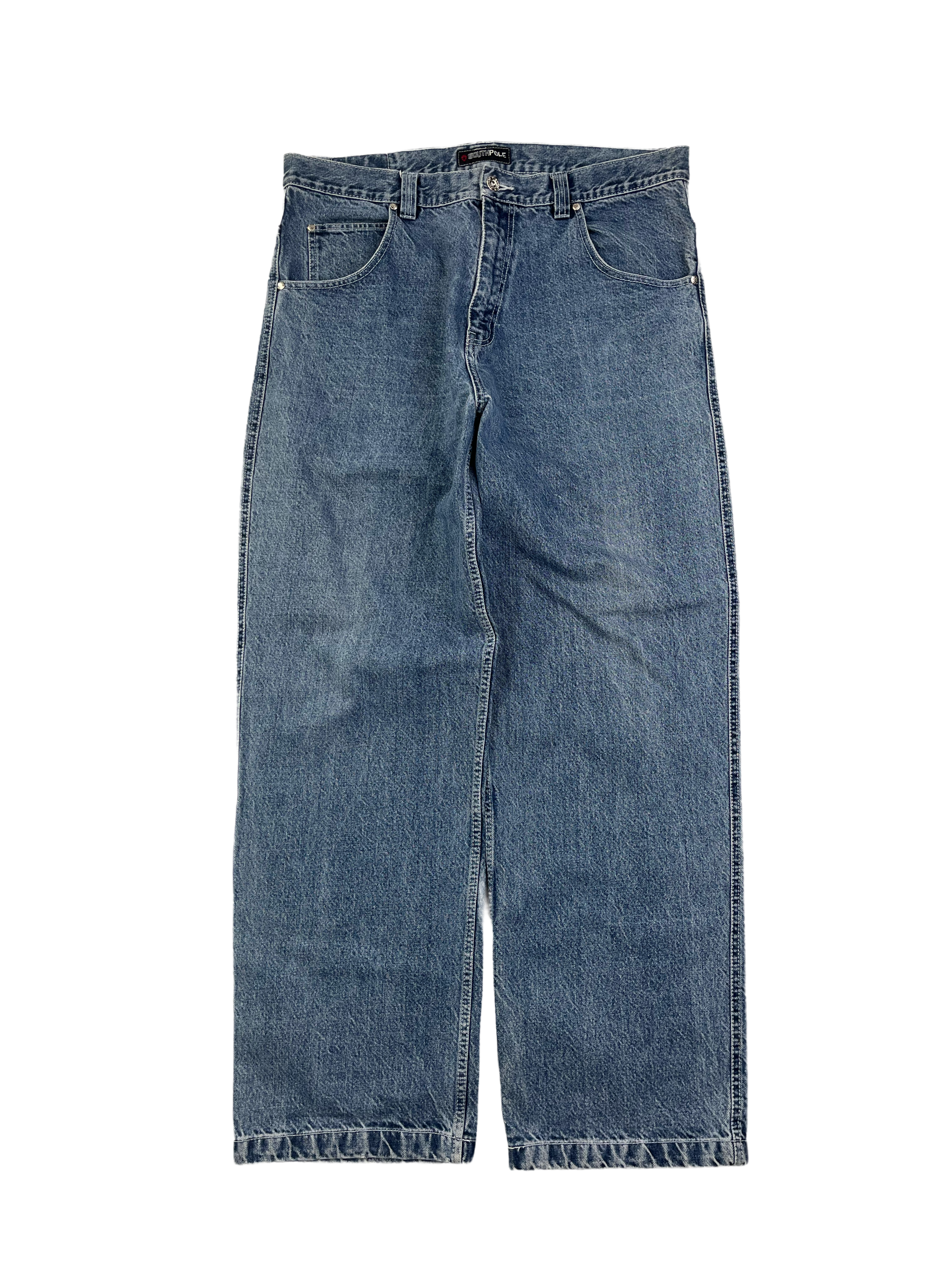 Southpole Vintage Baggy Jeans Bestickt 90s Blau L