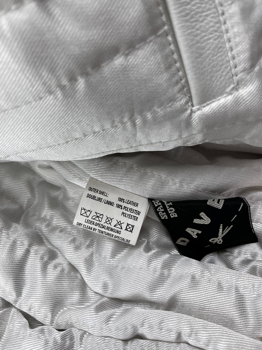 Daven Vintage Echtlederjacke Bomber 90s Weiß L