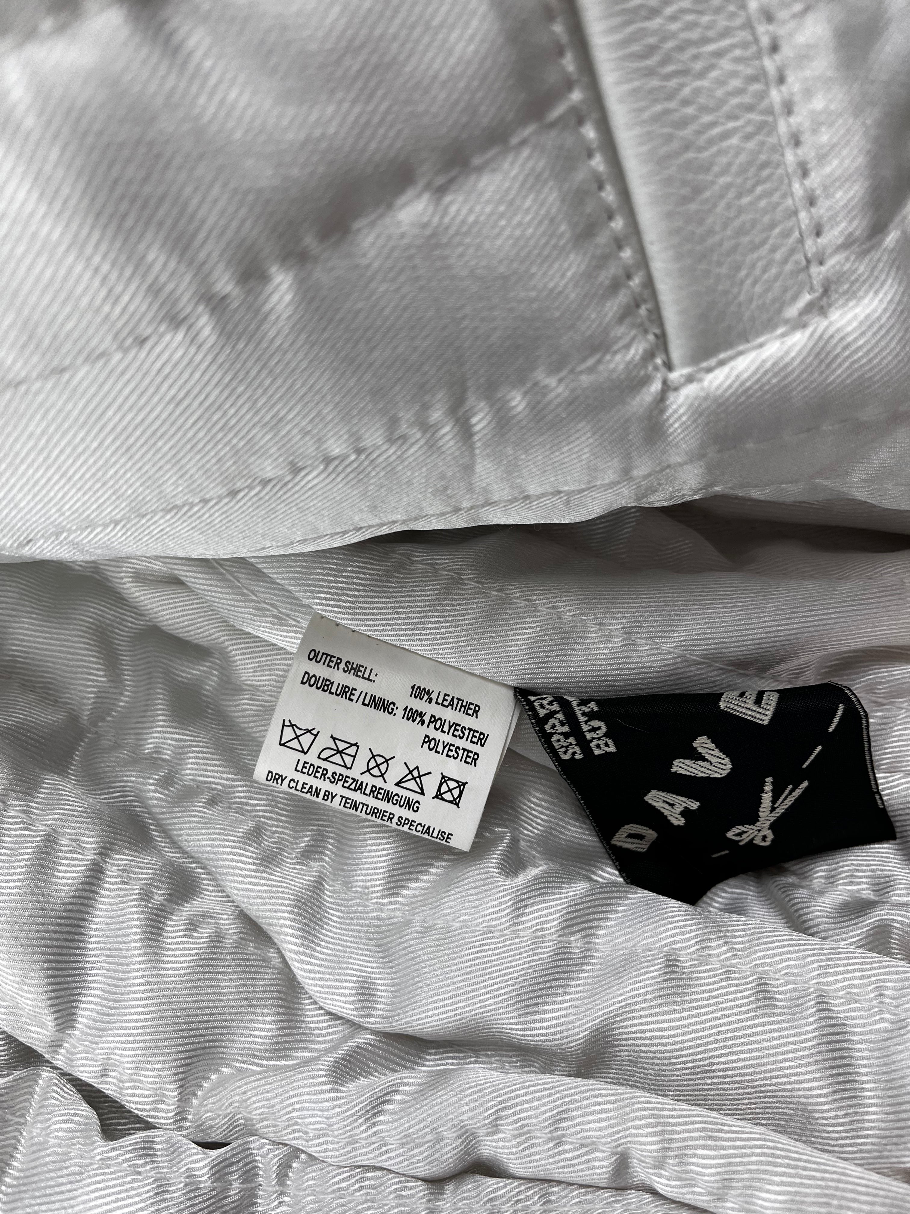 Daven Vintage Echtlederjacke Bomber 90s Weiß L