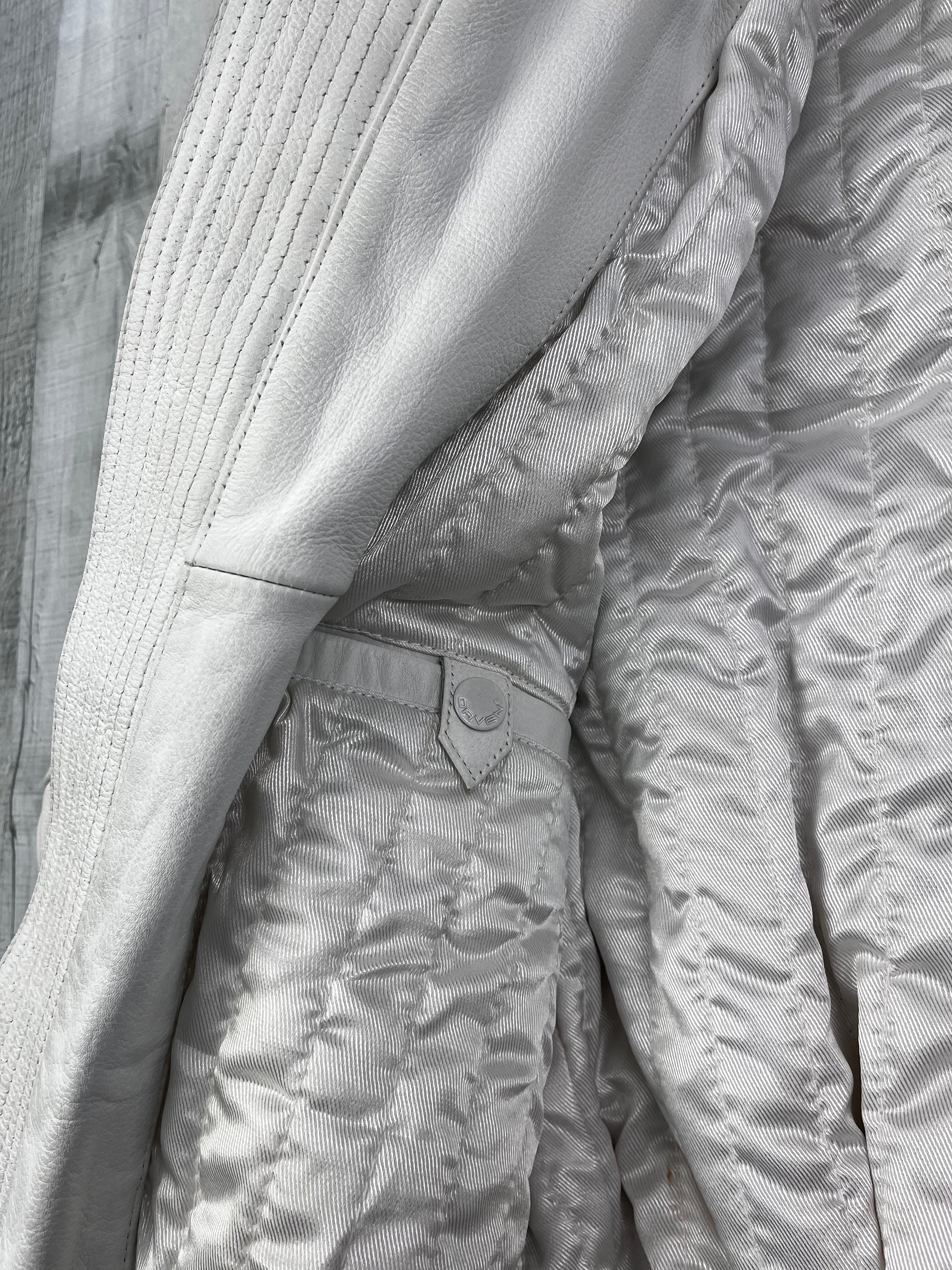 Daven Vintage Echtlederjacke Bomber 90s Weiß L