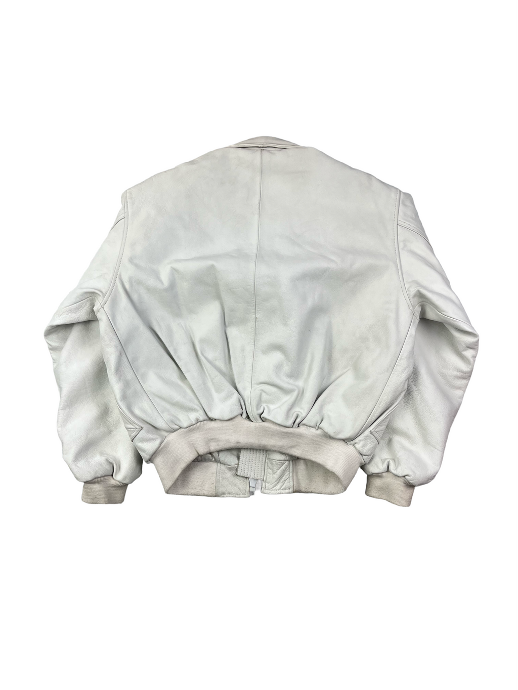 Daven Vintage Echtlederjacke Bomber 90s Weiß L