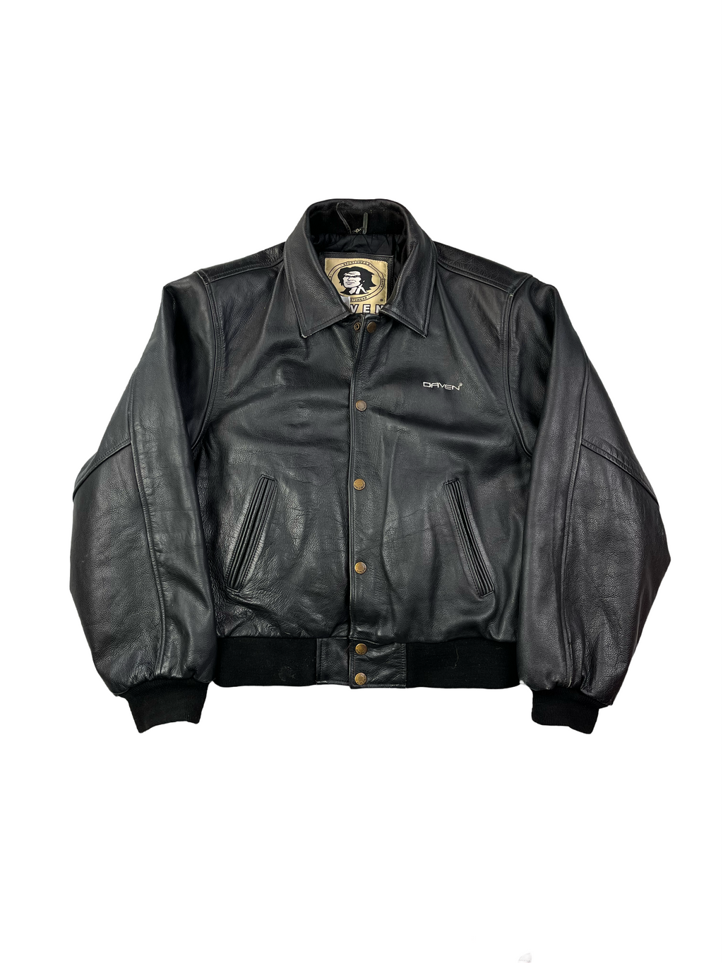 Daven Vintage Echtlederjacke 90s Schwarz XL