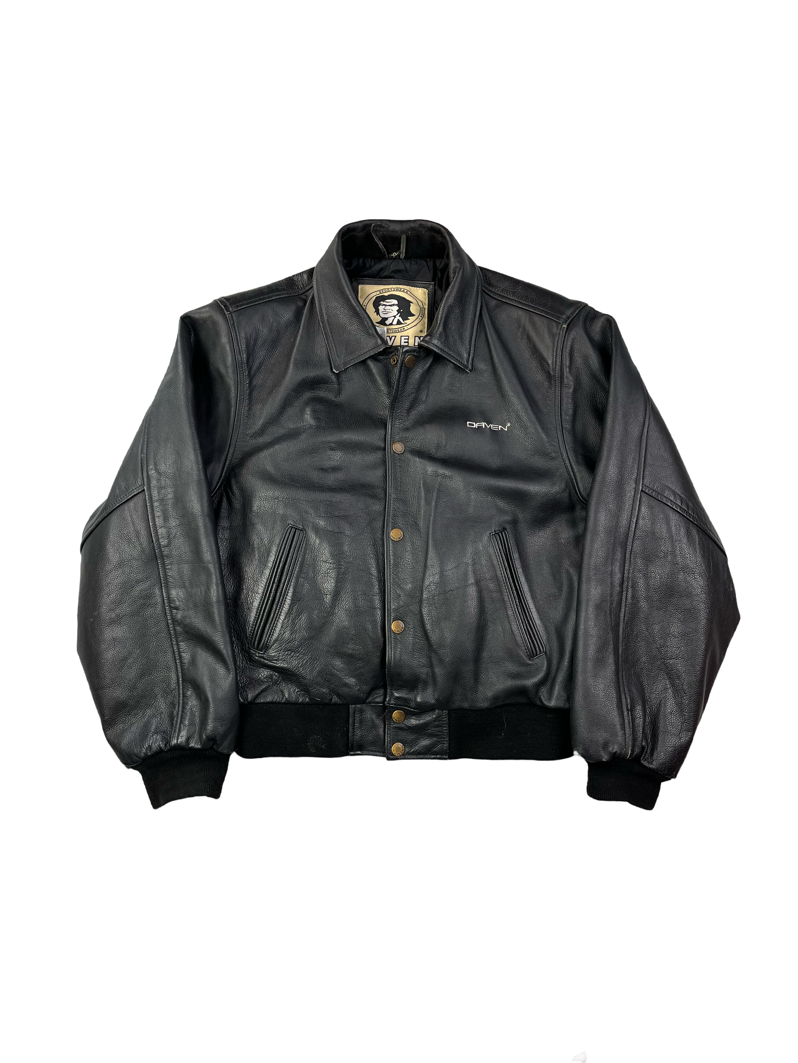 Daven Vintage Echtlederjacke 90s Schwarz XL