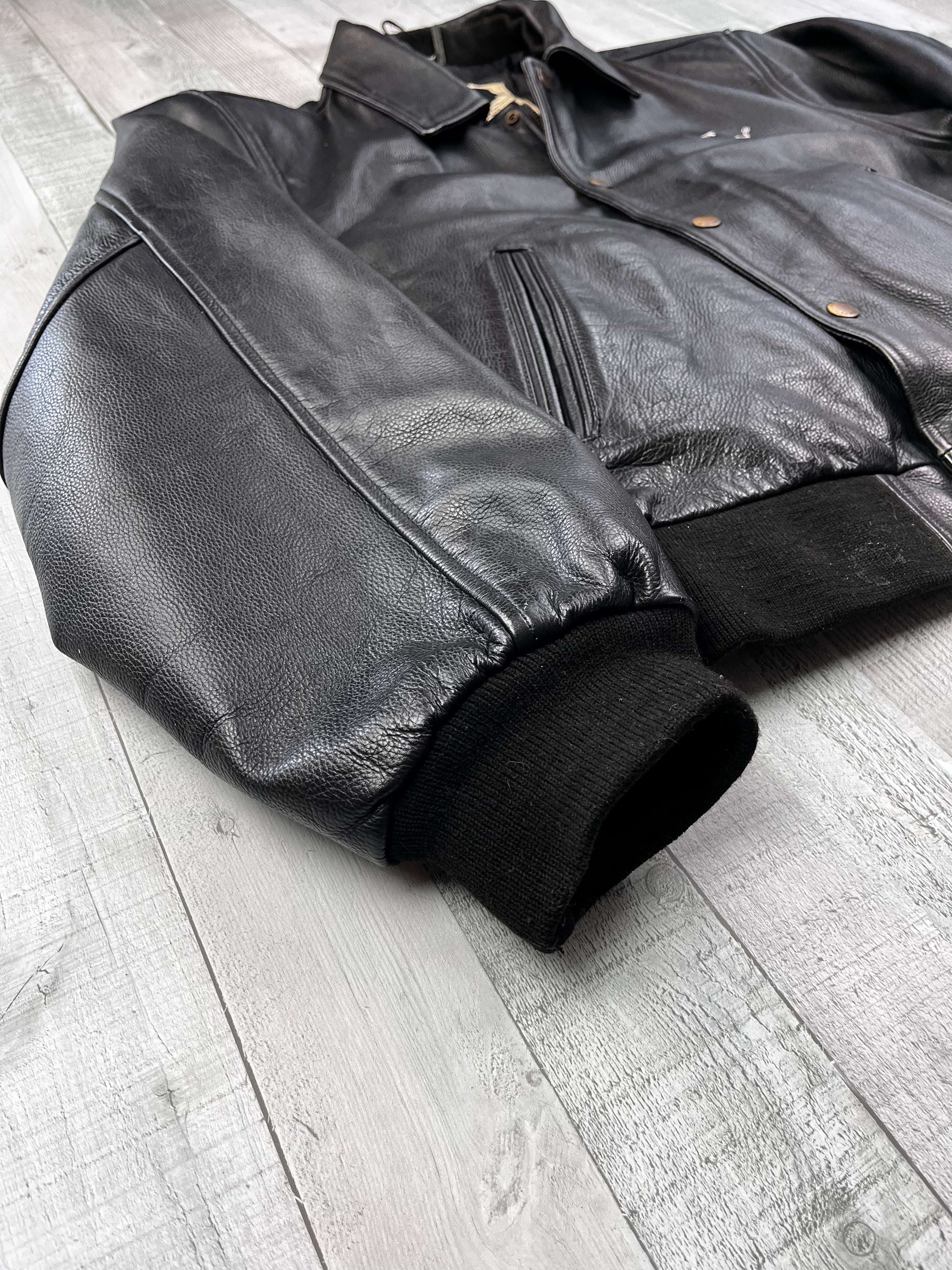 Daven Vintage Echtlederjacke 90s Schwarz XL